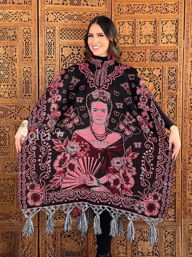 Mexican Artisanal Frida Kahlo Poncho. Gaban Frida Kahlo Fino. - Solei Store