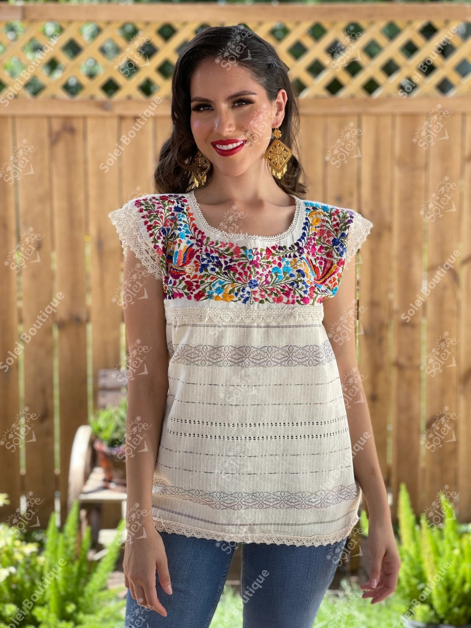 Mexican Artisanal Hand Embroidered Traditional Blouse. Mitla Sencilla Blouse - Solei Store