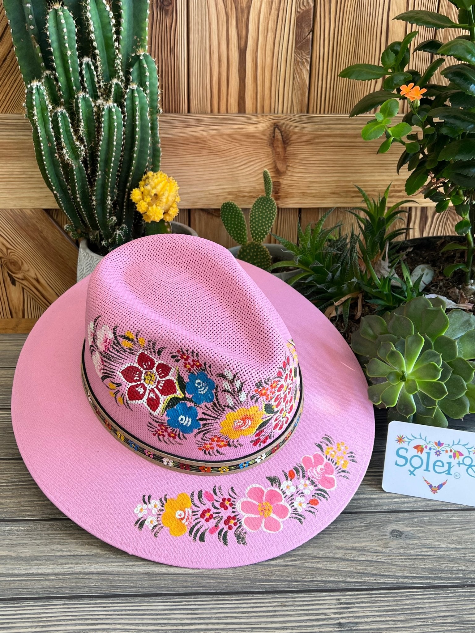 Hand Painted Hat With Pink Flowers. Mexican Floral Hat. hotsell Artisanal Mexican Sombrero. Beach Hat