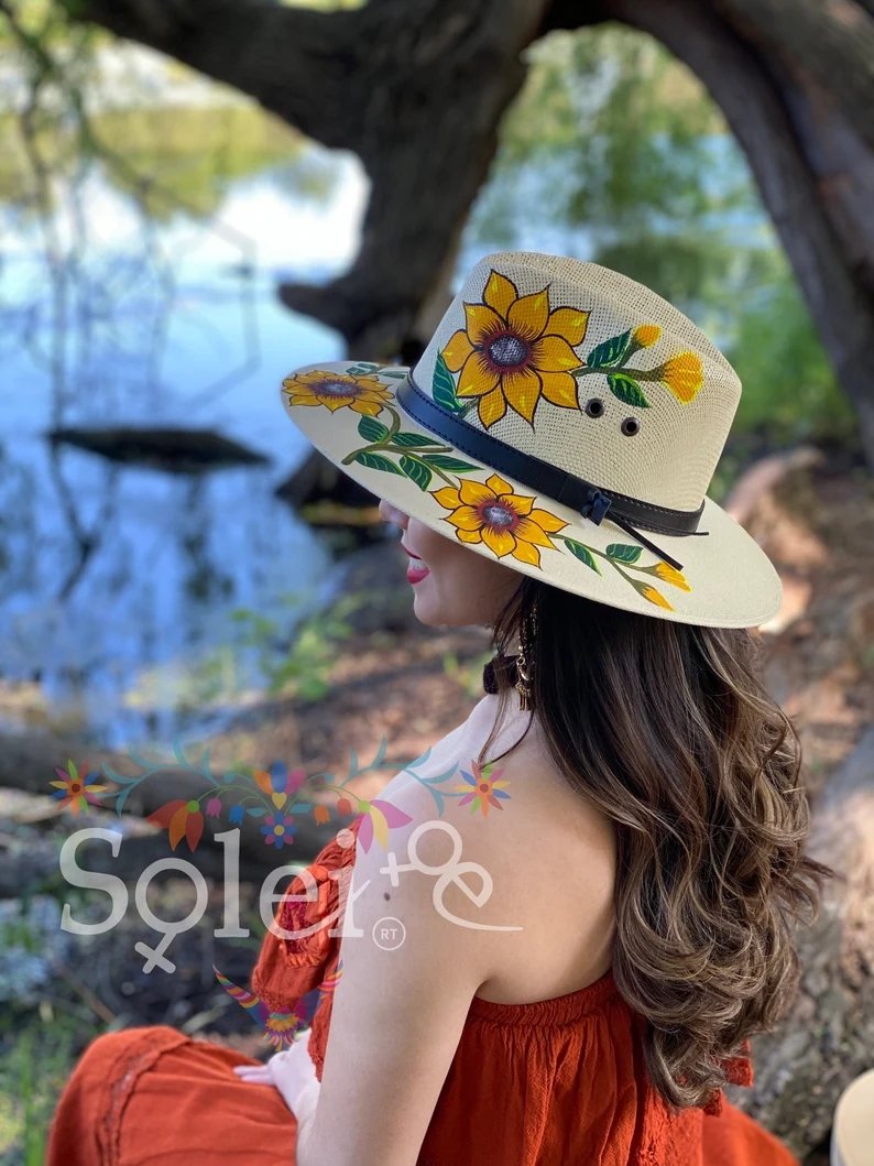 Mexican Artisanal Hand Painted Hat. Sombrero Marisol - Solei Store