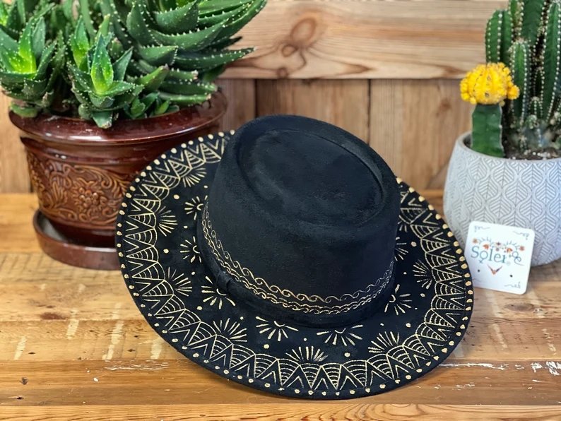 Mexican Artisanal Hand Painted Suede Hat. Sombrero Cordobes Elizabeth - Solei Store