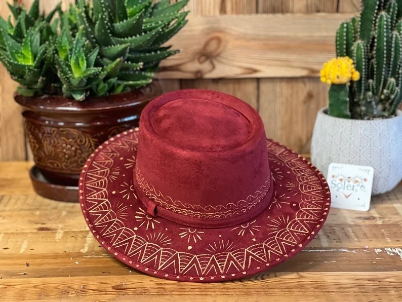 Mexican Artisanal Hand Painted Suede Hat. Sombrero Cordobes Elizabeth - Solei Store