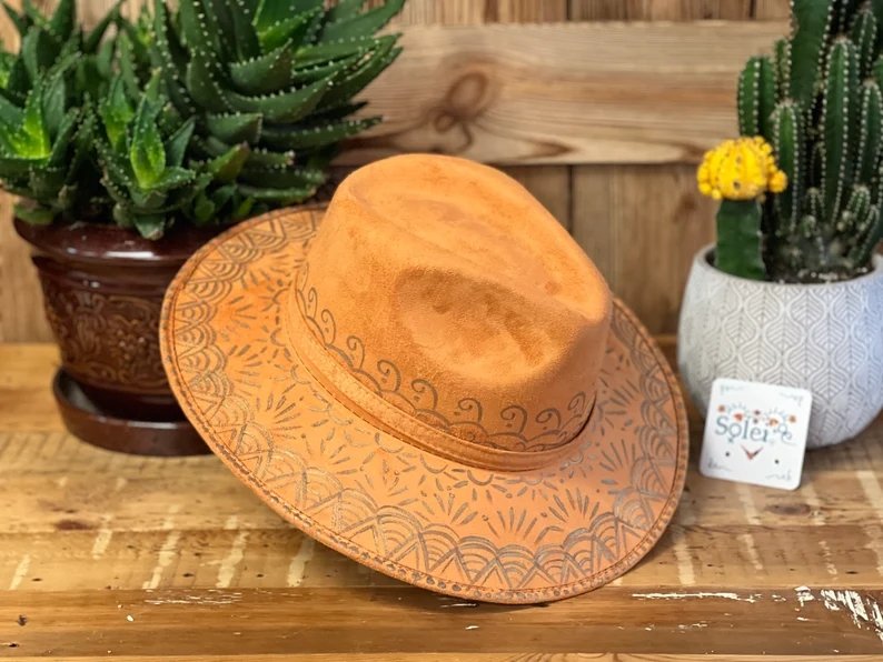 Mexican Artisanal Hand Painted Suede Hat. Sombrero Explorer Valentina - Solei Store