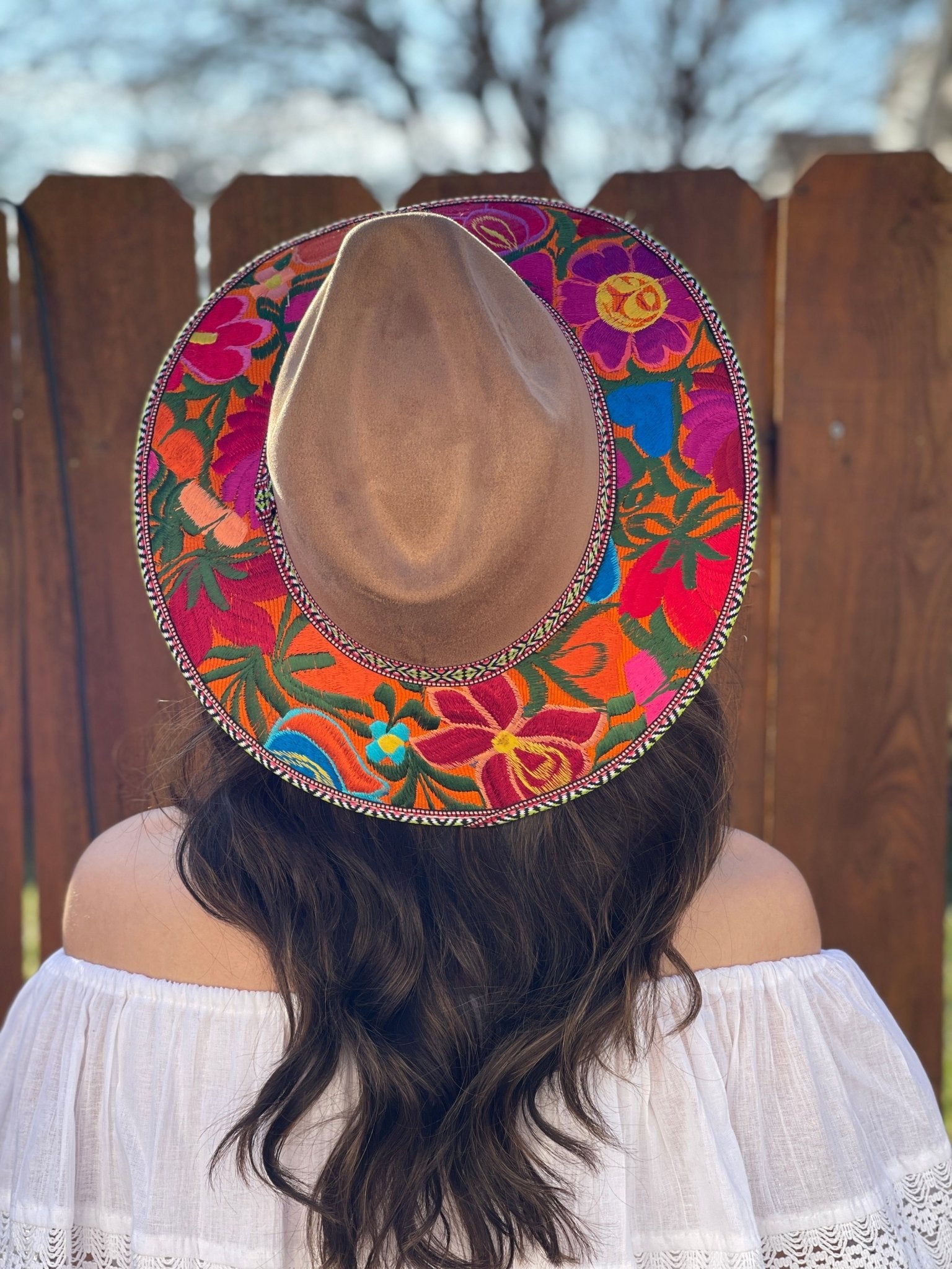 Mexican Artisanal Hat. Embroidered Mexican Hat. Colorful Suede Hat. Sombrero Gamuza Bordado - Solei Store
