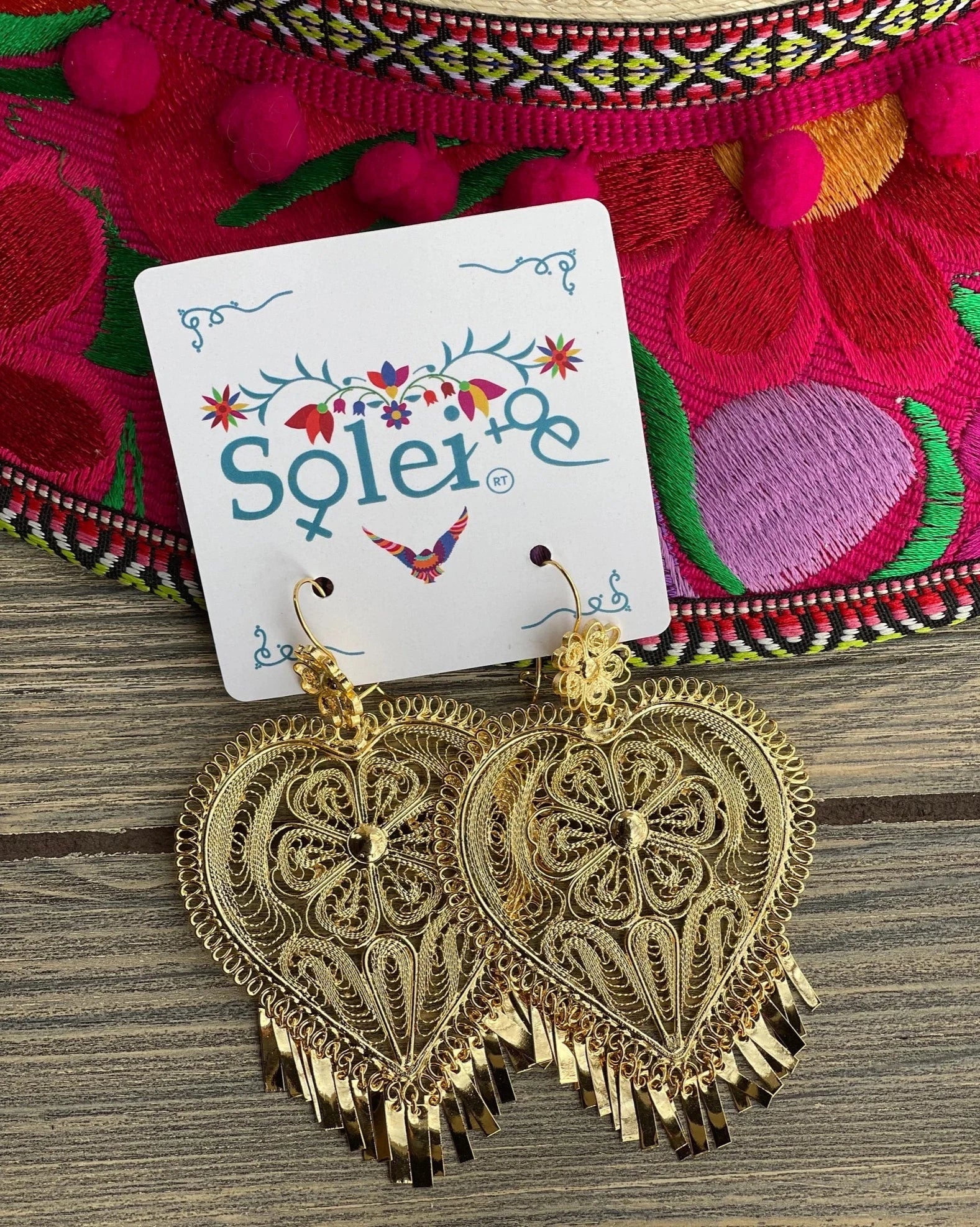 Mexican Artisanal Heart Filigree Earrings. Aretes Corazón. - Solei Store