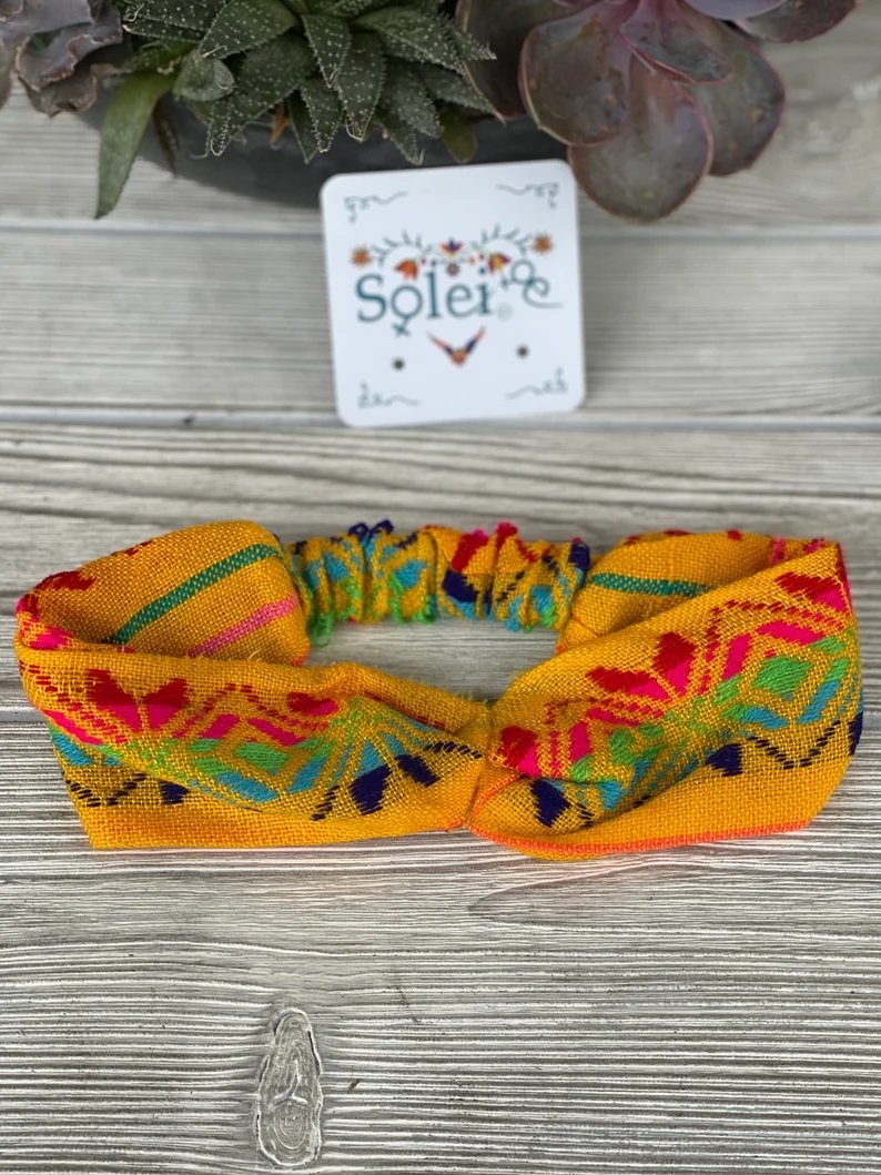 Mexican Artisanal Knotted Elastic Headband for Girls. Girls Turban - Solei Store