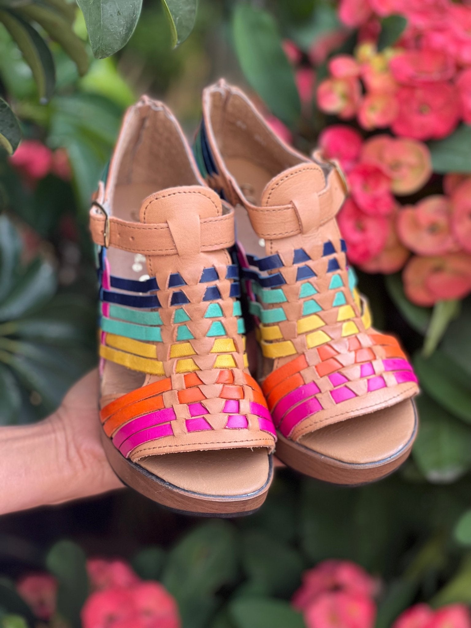 Mexican Artisanal Leather Block Heels. Mireya Heels - Solei Store