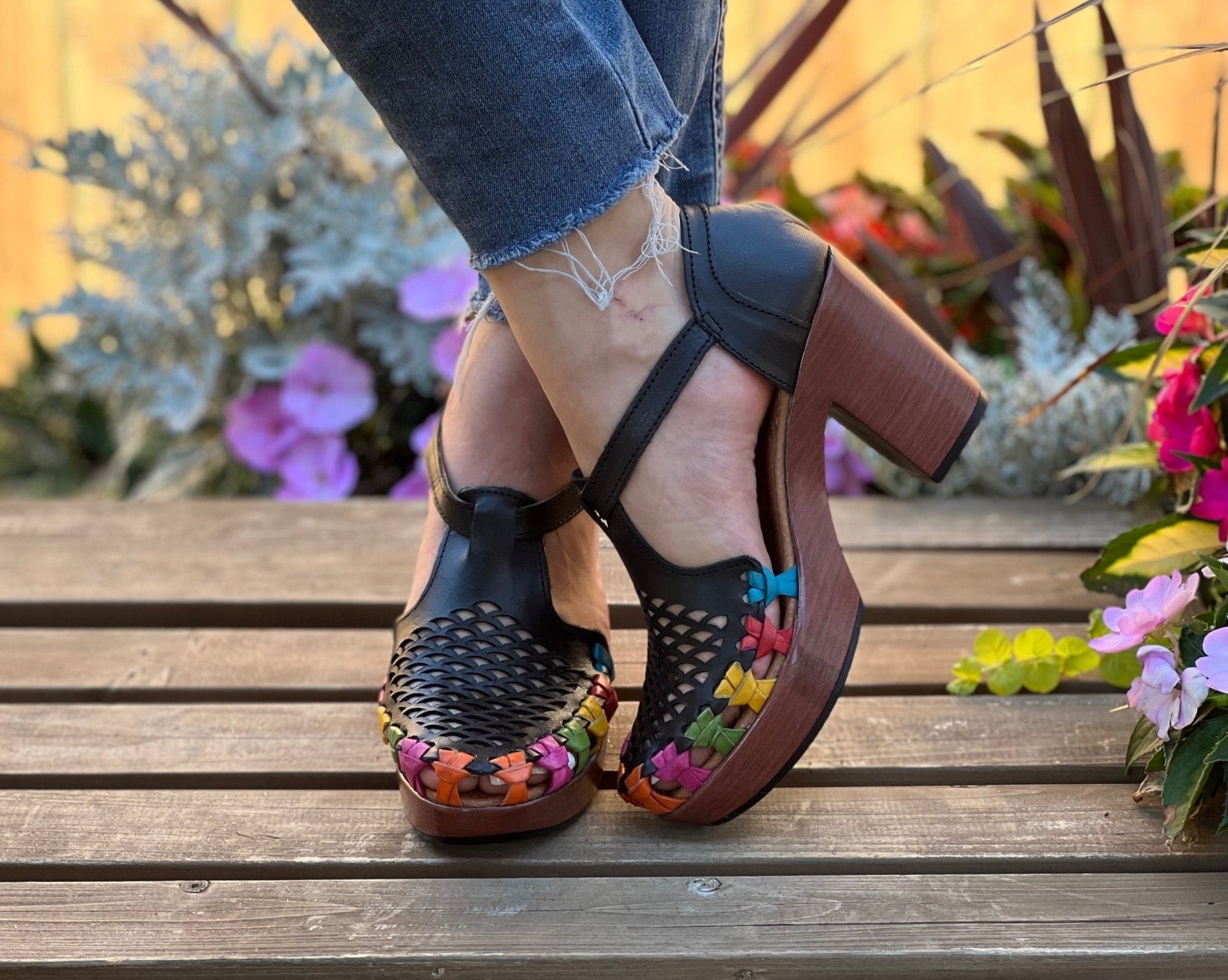Mexican Artisanal Leather Block Heels. Morelia Heels. - Solei Store
