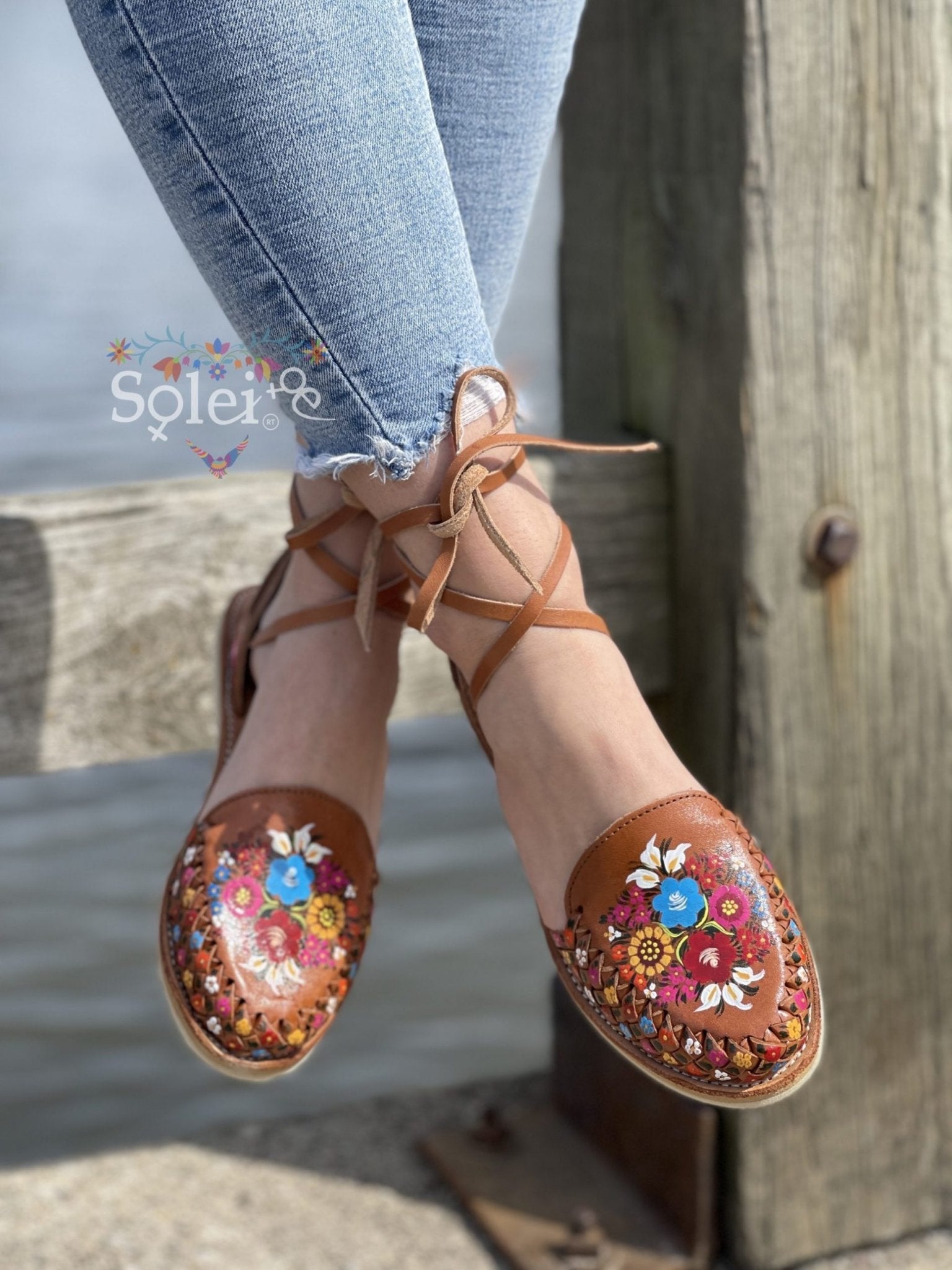 Mexican Artisanal Leather Hand Painted Shoes - Solei Store
