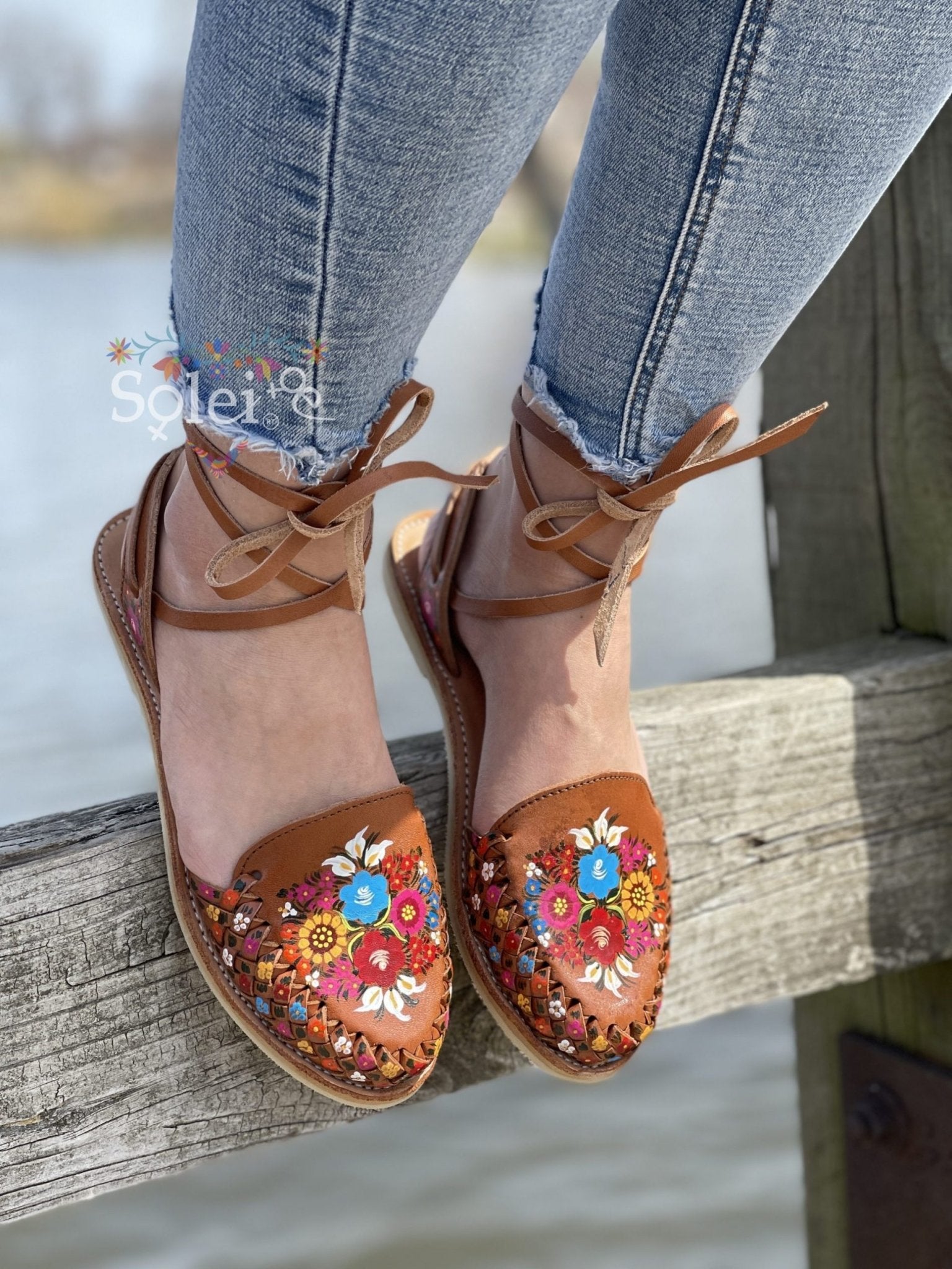 Mexican Artisanal Leather Hand Painted Shoes - Solei Store