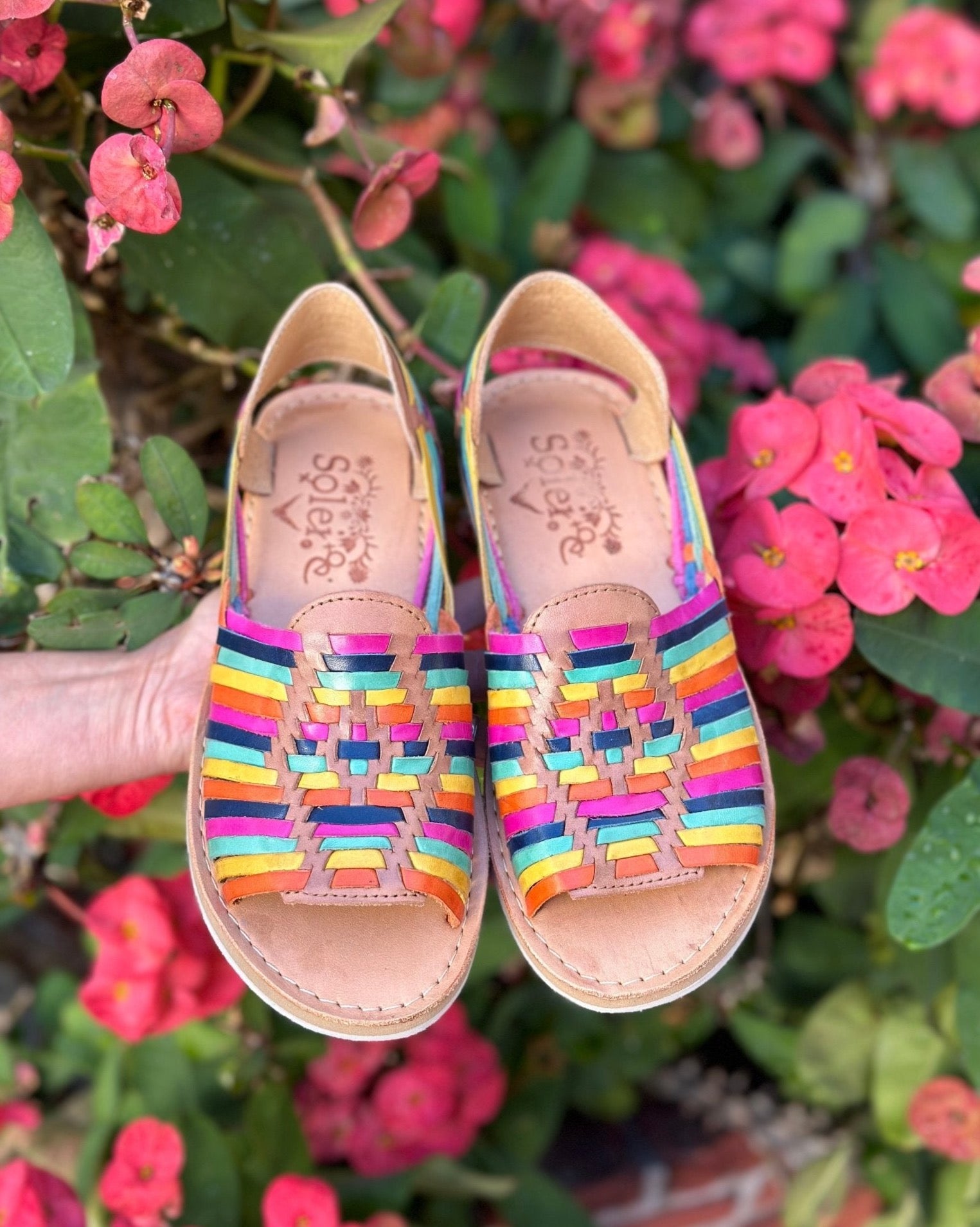 Mexican Artisanal Leather Sandals. Huarache Panchito Multicolor - Solei Store