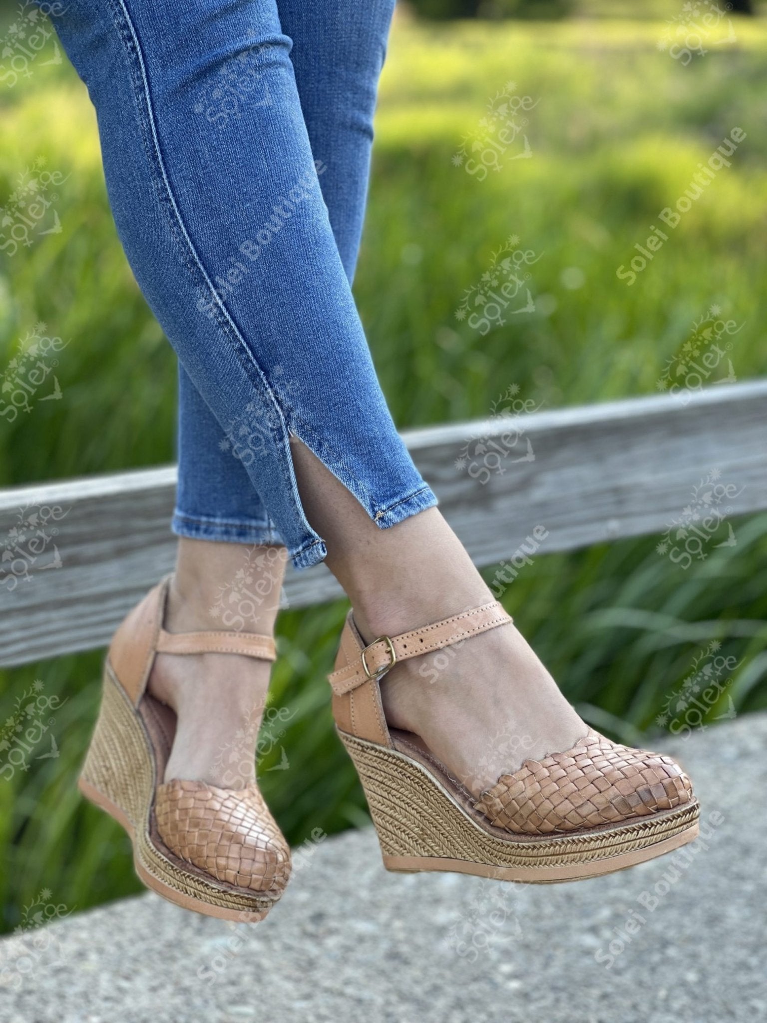 Mexican Artisanal Leather Wedge Heels - Solei Store