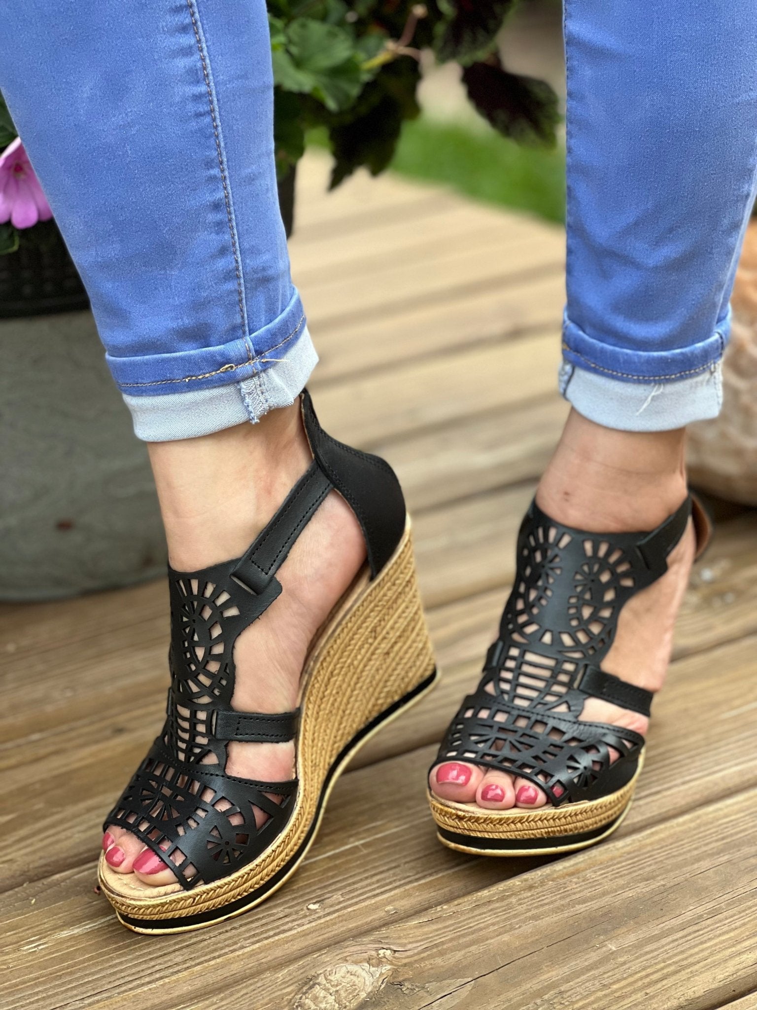 Mexican Artisanal Leather Wedge Heels. Dalila Heels. - Solei Store