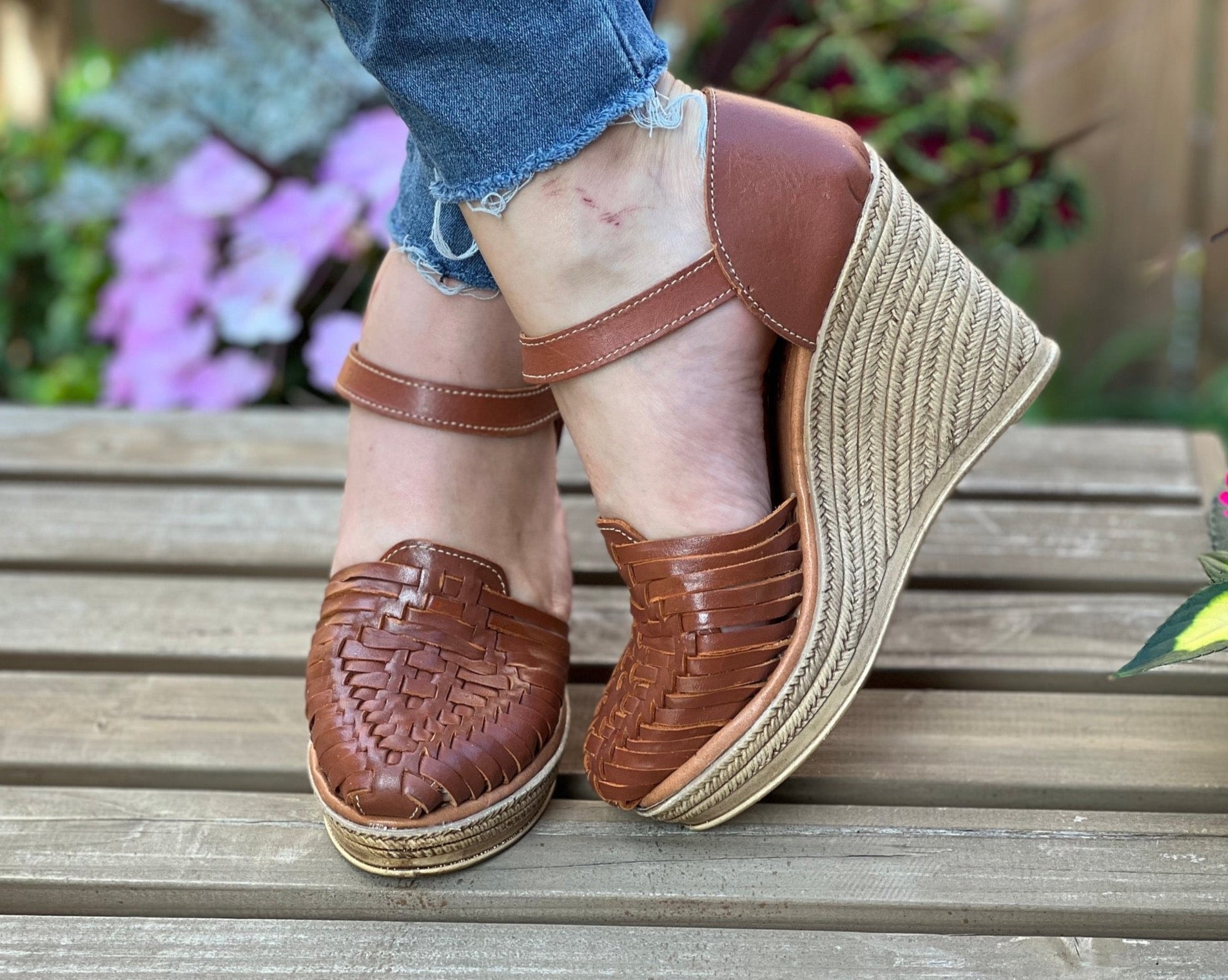 Mexican Artisanal Leather Wedge Heels. Ivanna Heels - Solei Store
