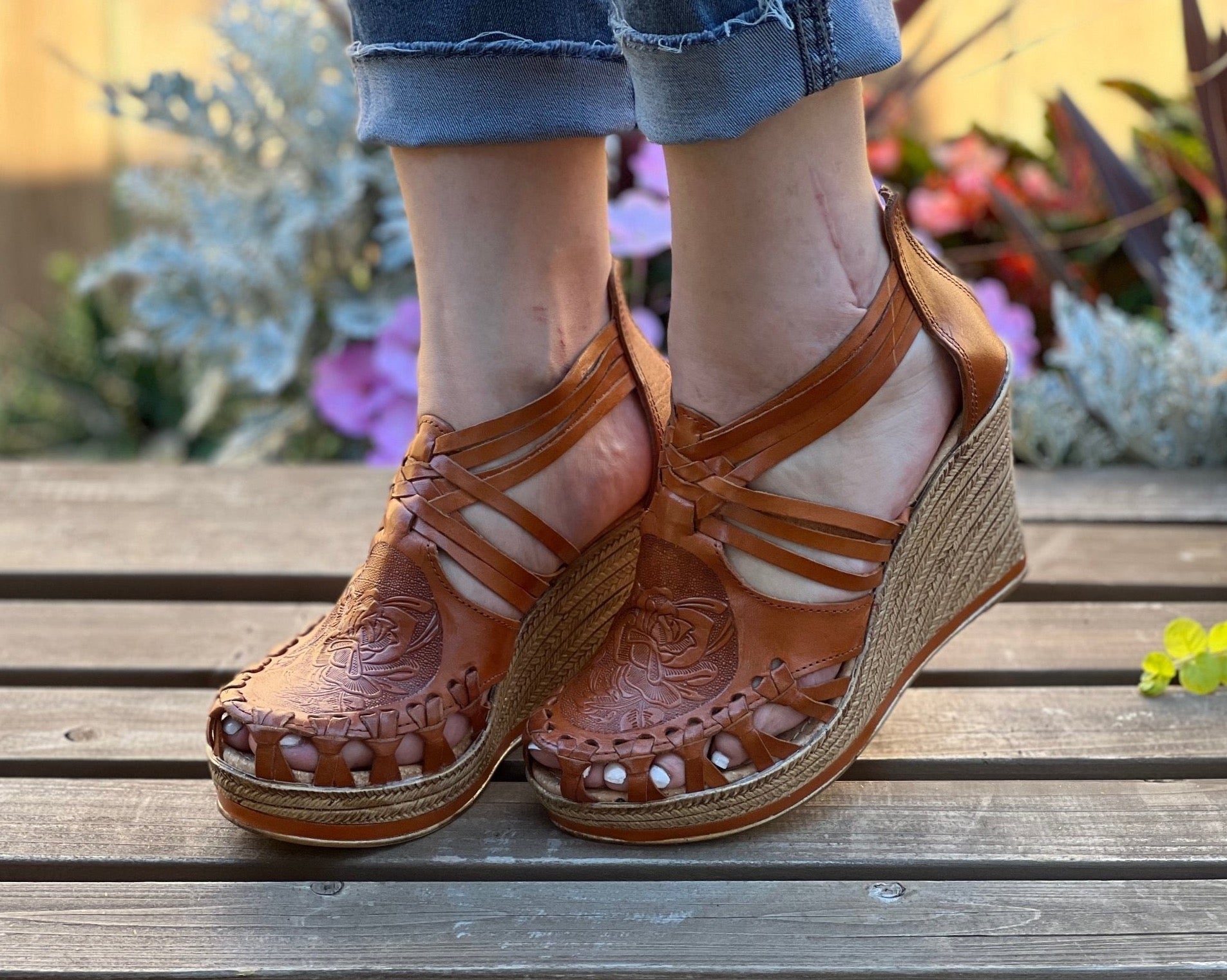 Mexican Artisanal Leather Wedge Heels. Karla Heels. - Solei Store