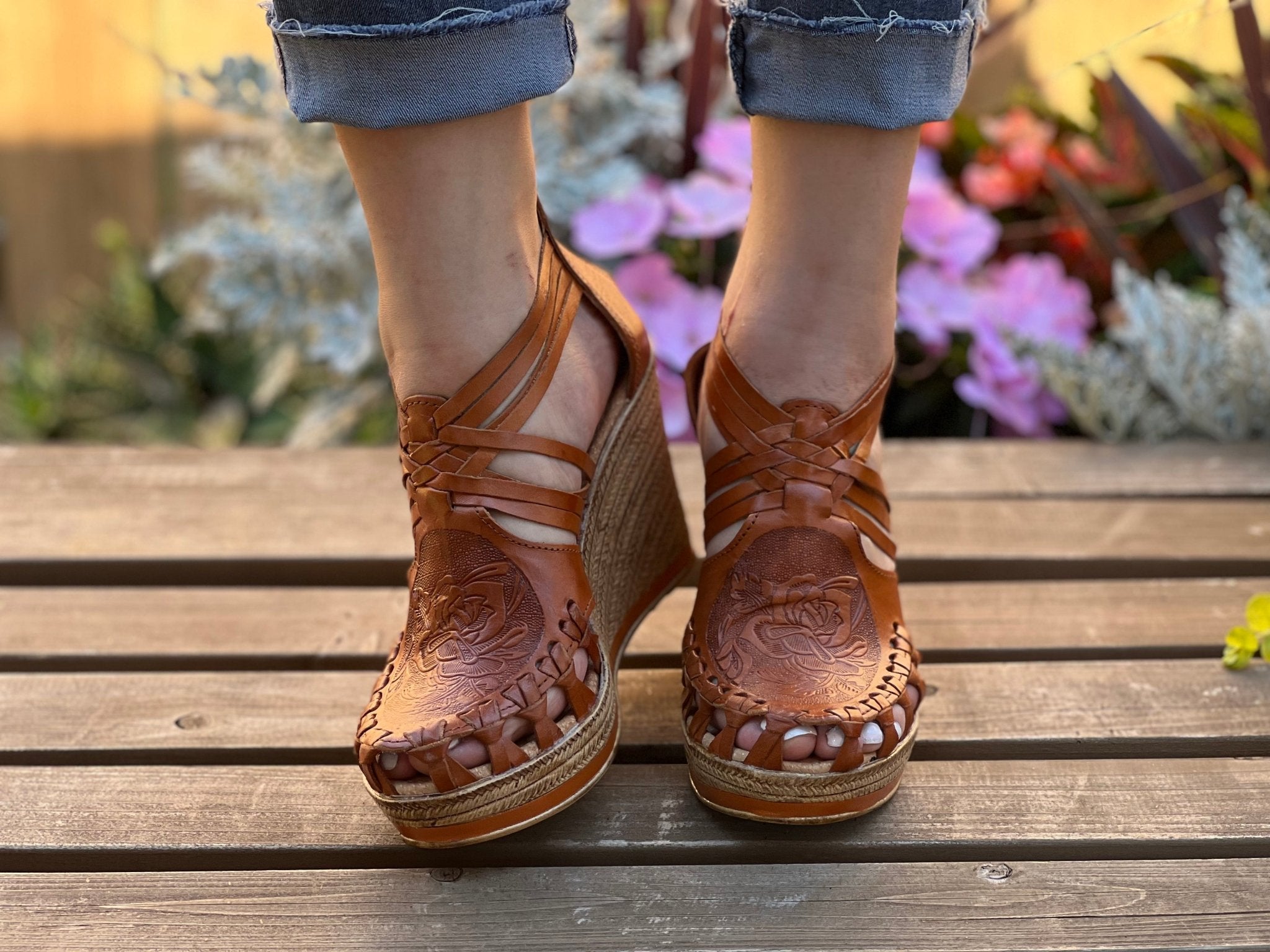 Mexican Artisanal Leather Wedge Heels. Karla Heels. - Solei Store