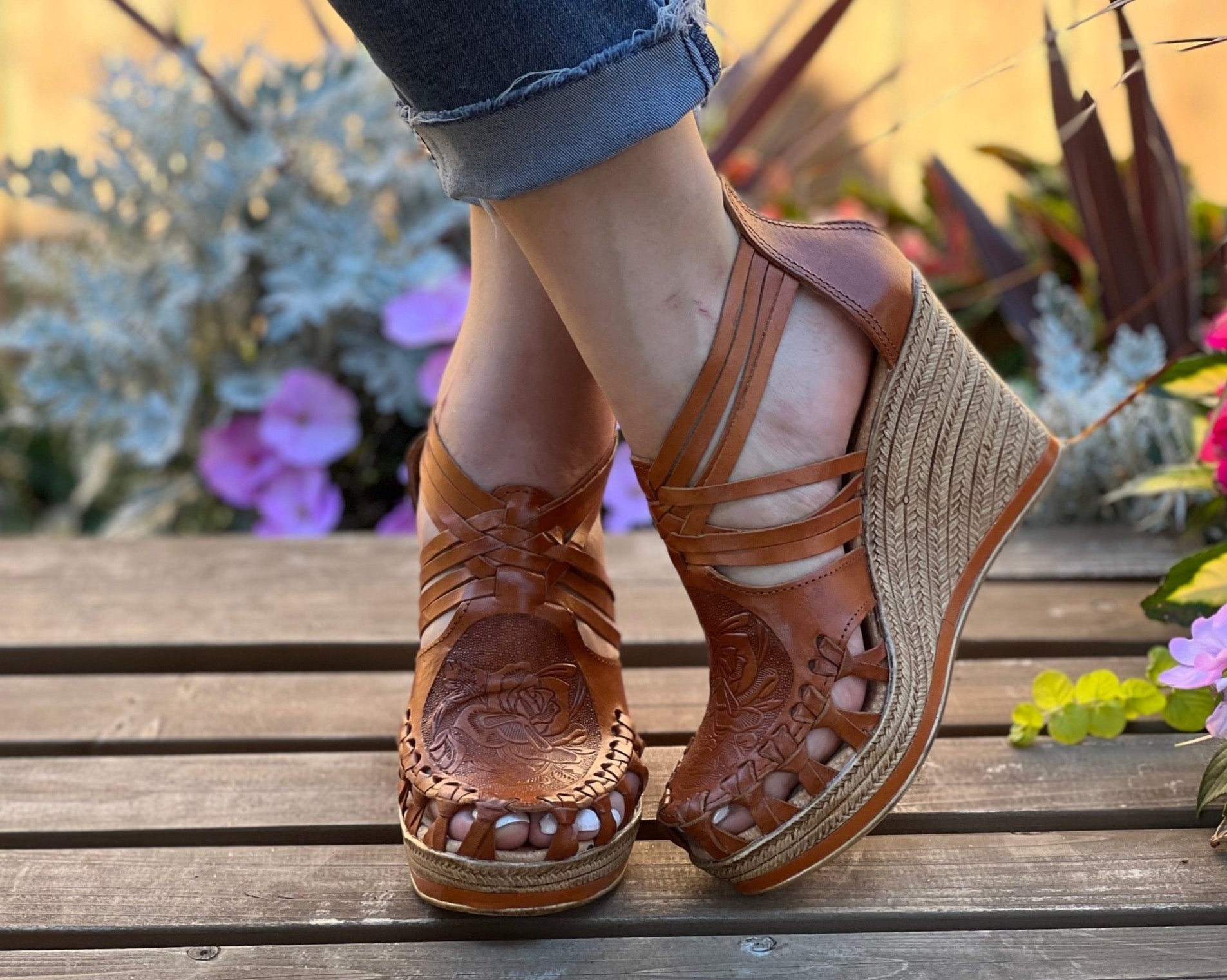 Mexican Artisanal Leather Wedge Heels. Karla Heels. - Solei Store