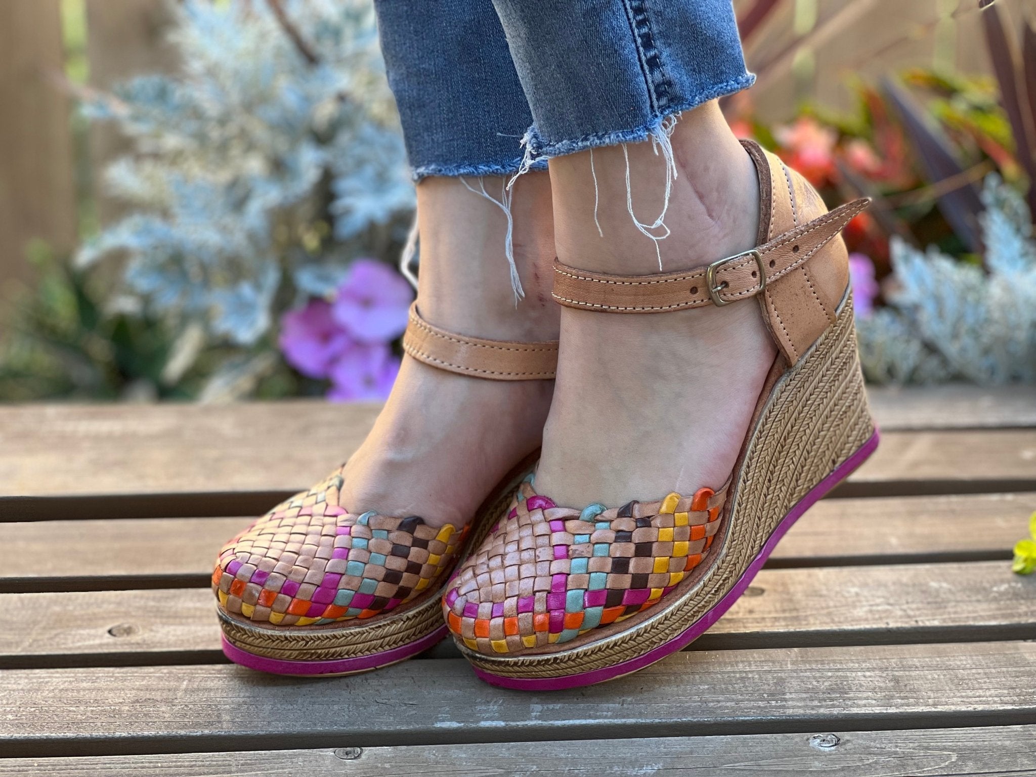 Mexican Artisanal Leather Wedge Heels. Martha Heels - Solei Store