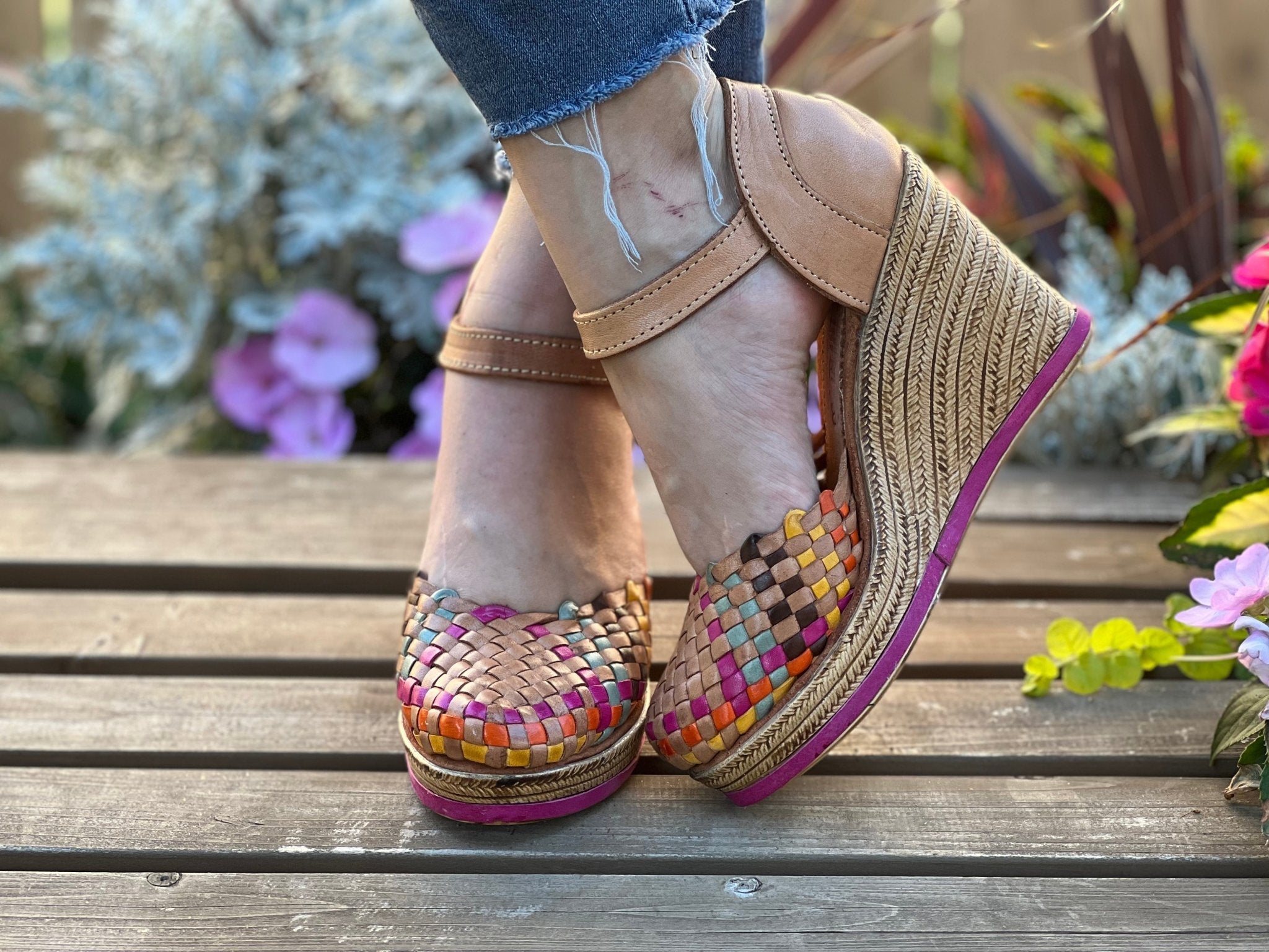 Mexican Artisanal Leather Wedge Heels. Martha Heels - Solei Store