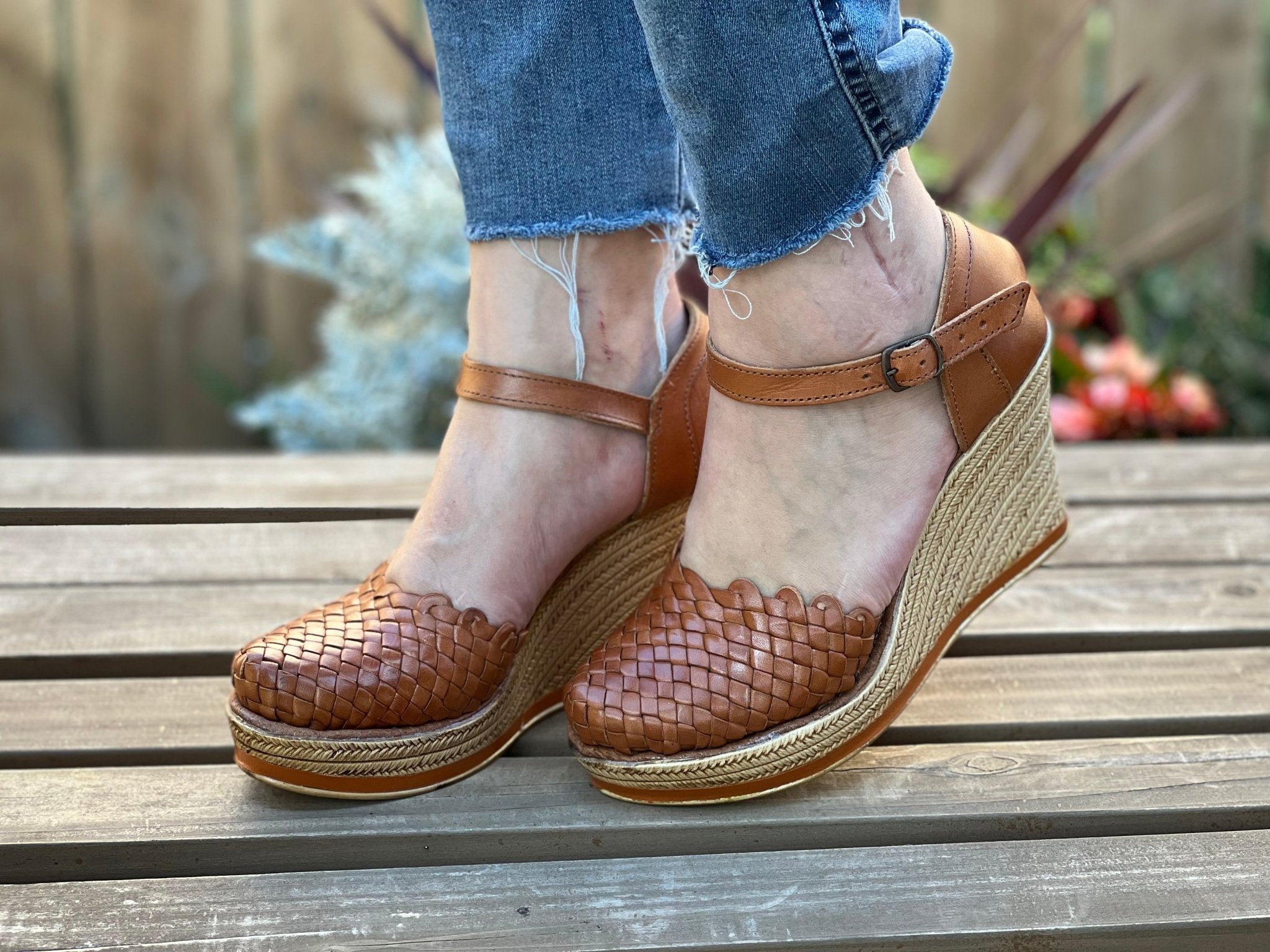 Mexican Artisanal Leather Wedge Heels. Martha Heels - Solei Store