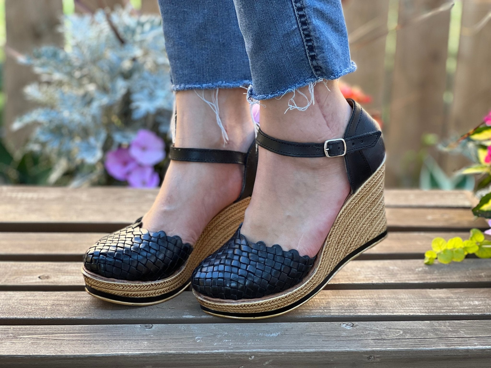 Mexican Artisanal Leather Wedge Heels. Martha Heels - Solei Store