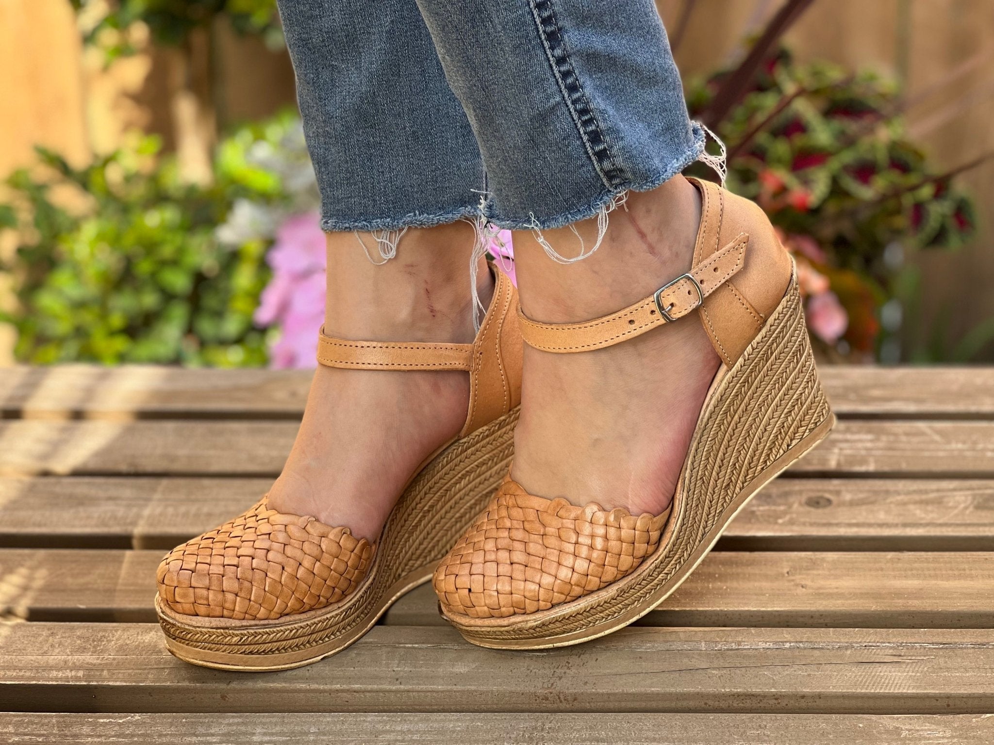 Mexican Artisanal Leather Wedge Heels. Martha Heels - Solei Store