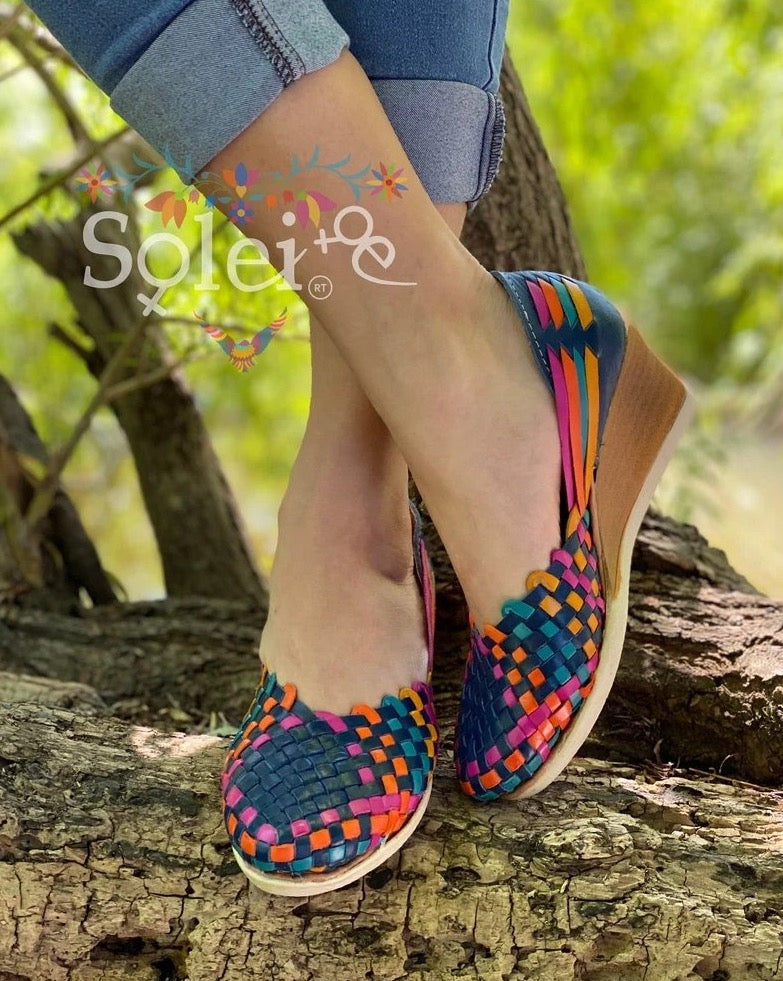 Mexican Artisanal Leather Wedge Heels. Miriam Heels - Solei Store