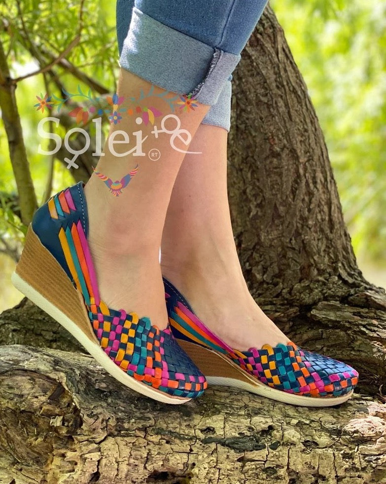 Mexican Artisanal Leather Wedge Heels. Miriam Heels - Solei Store