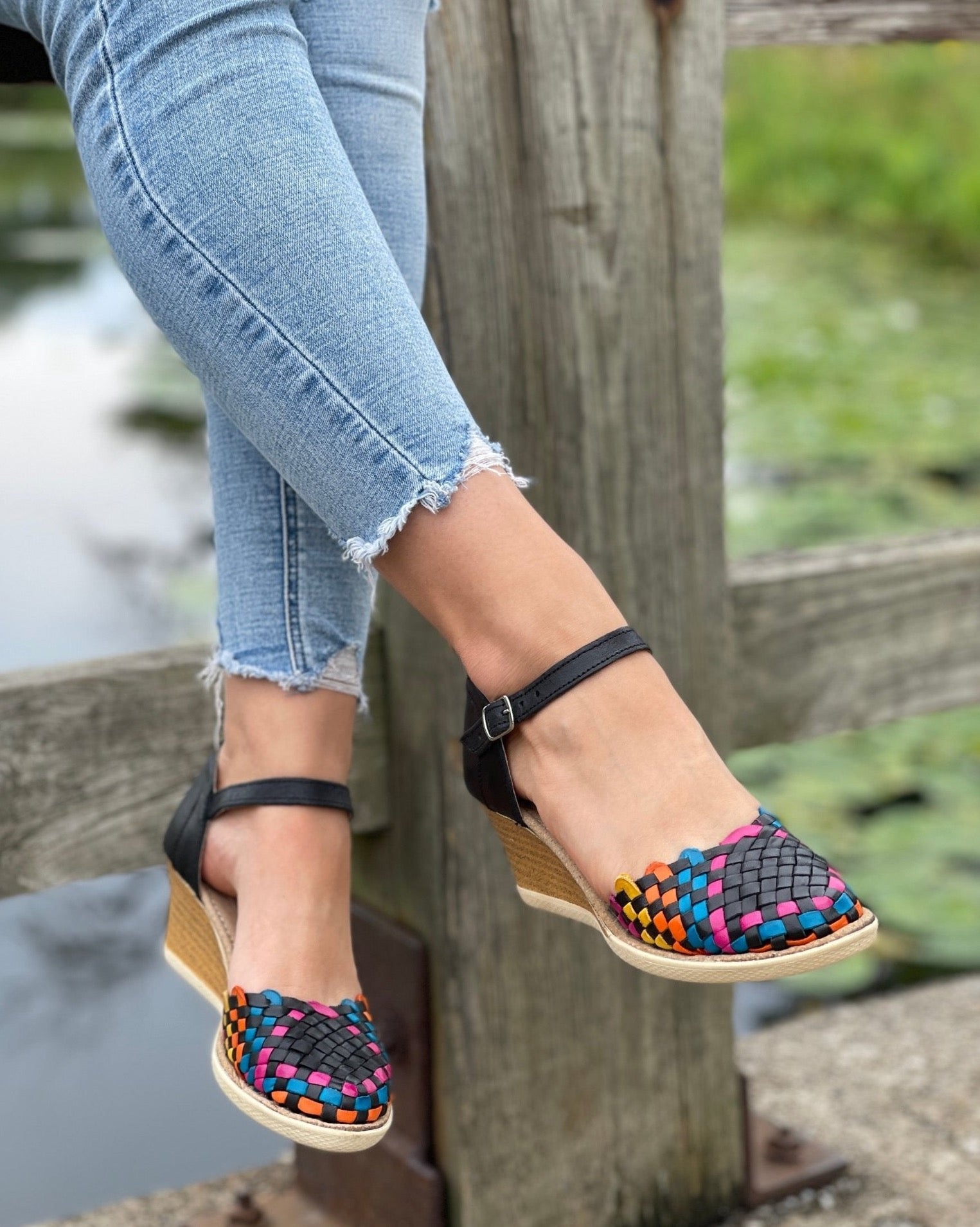 Mexican Artisanal Leather Wedge Heels. Tete Heels - Solei Store