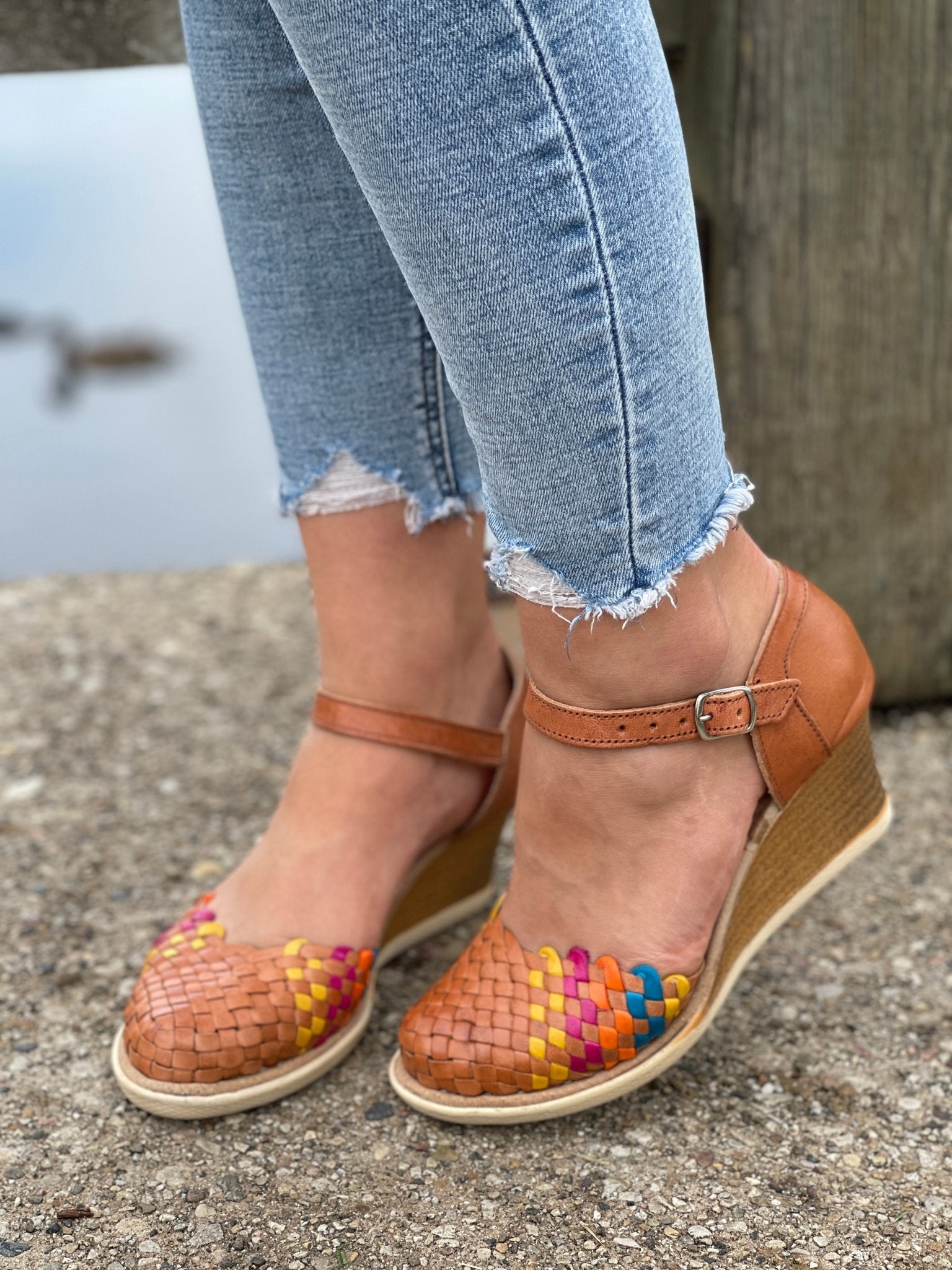 Mexican Artisanal Leather Wedge Heels. Tete Heels - Solei Store