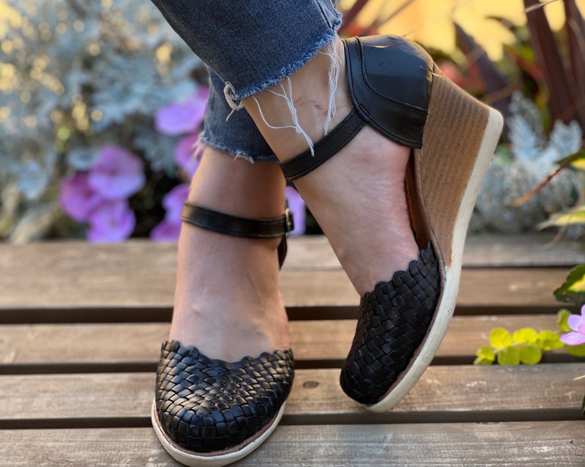 Mexican Artisanal Leather Wedge Heels. Tete Heels. - Solei Store