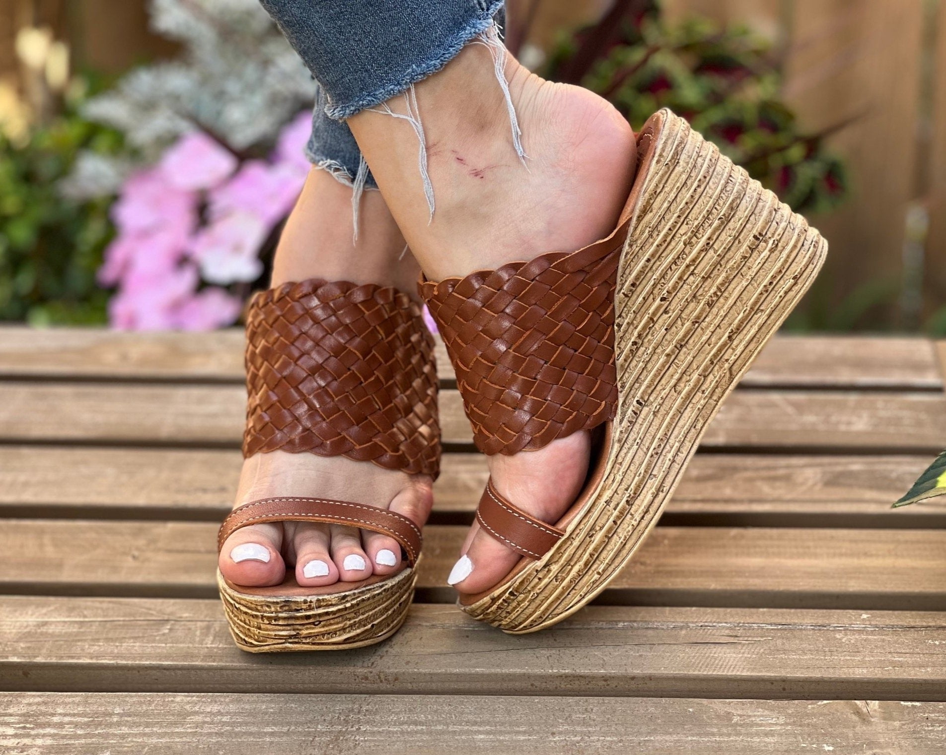 Mexican Artisanal Leather Wedge Heels. Ursula Heels - Solei Store
