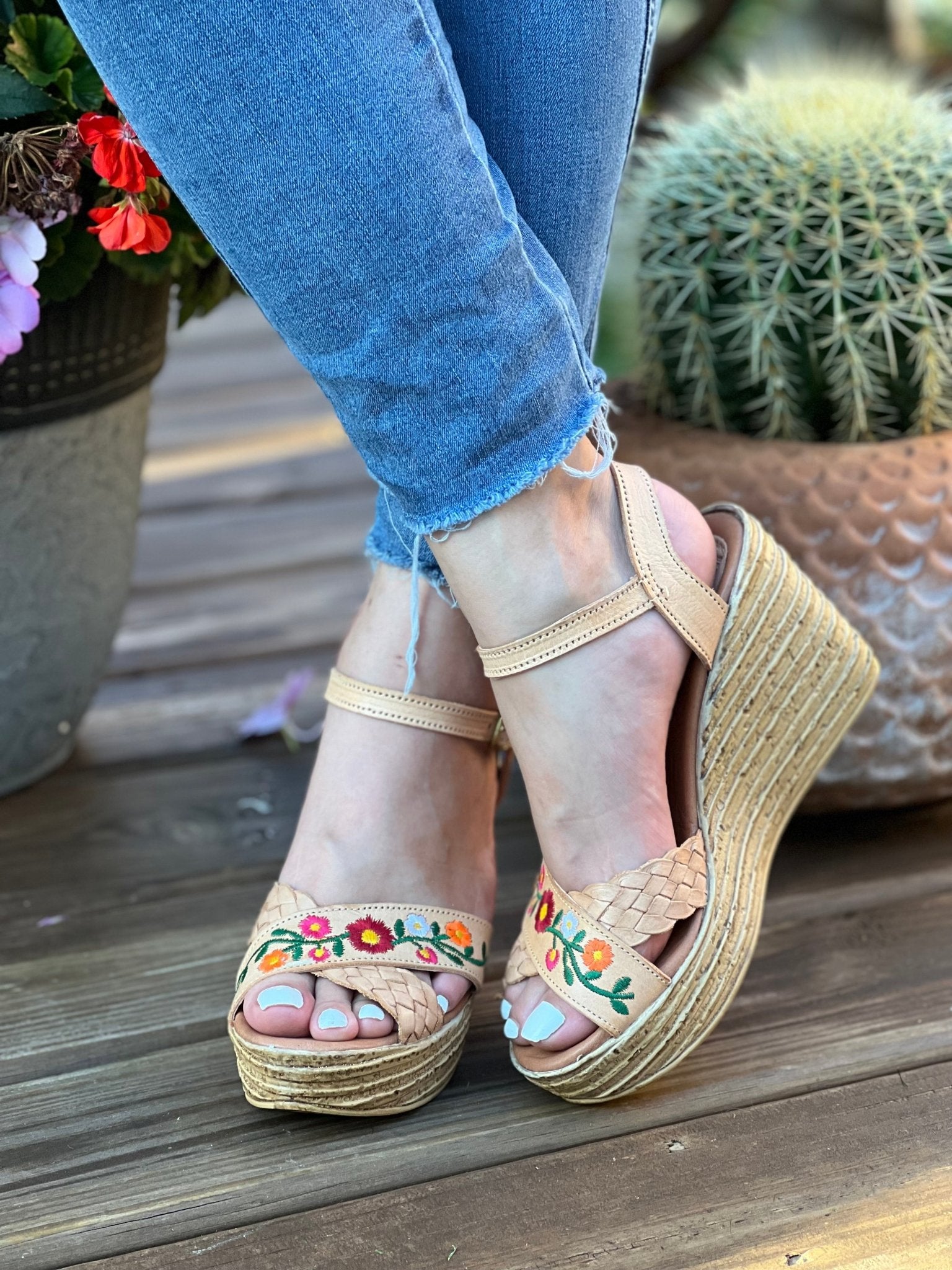 Mexican Artisanal Leather Wedge Heels. Yuli Heels - Solei Store