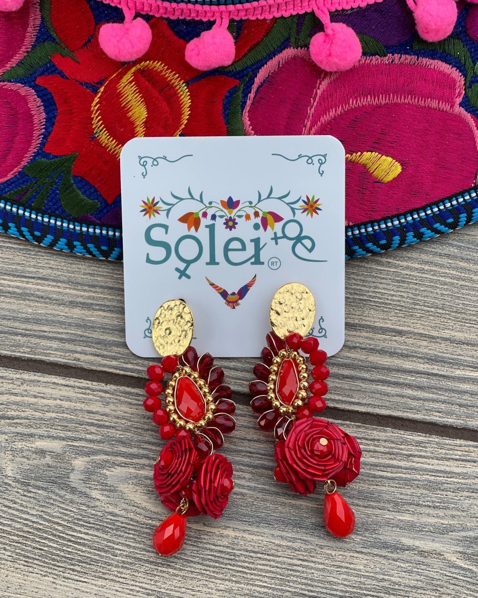 Mexican Artisanal Palm Leaf Earrings. Aretes Palma Racimo - Solei Store