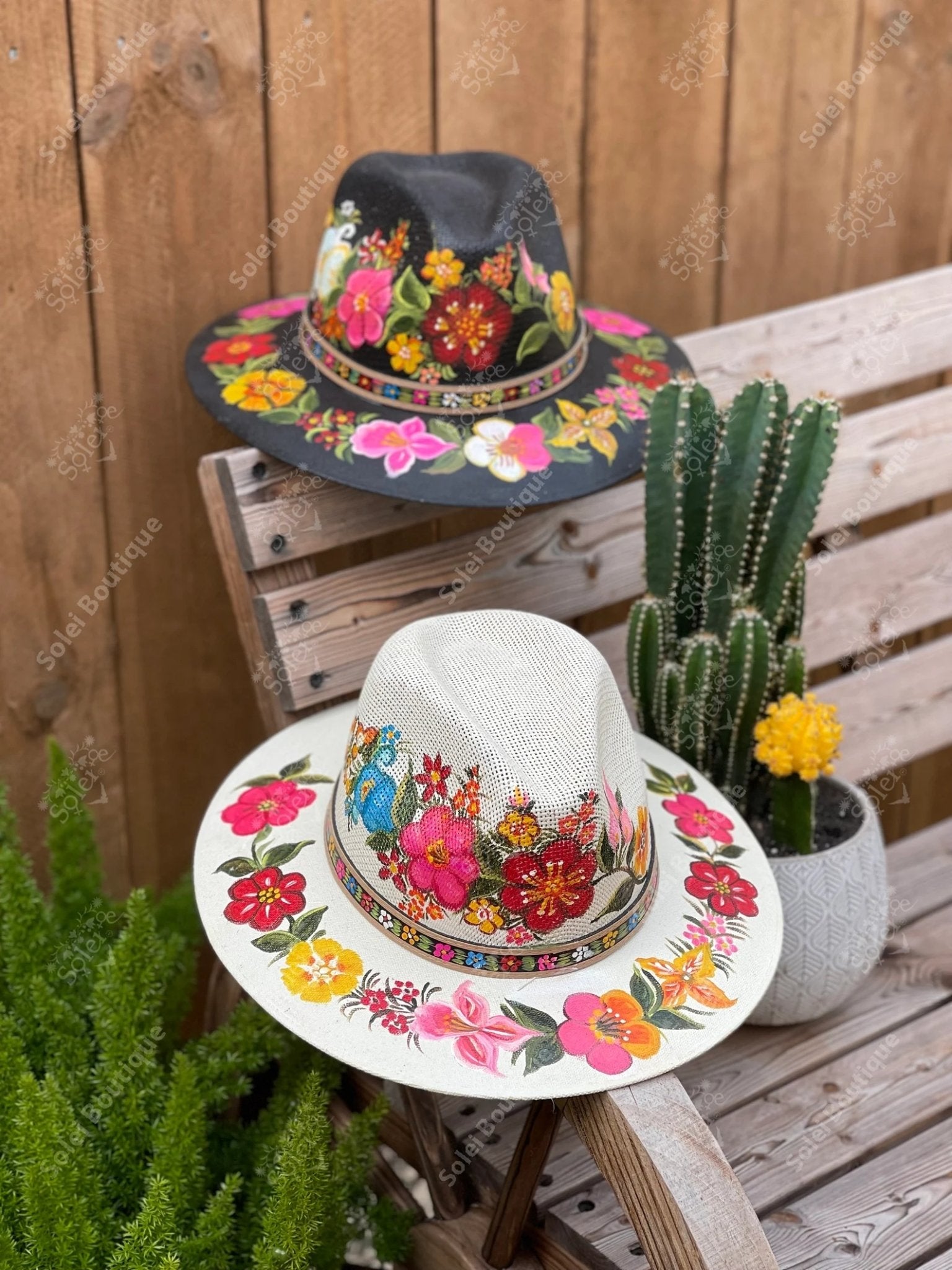 Mexican Artisanal Traditional Floral Hand Painted Hat. Sombrero Rebeca - Solei Store