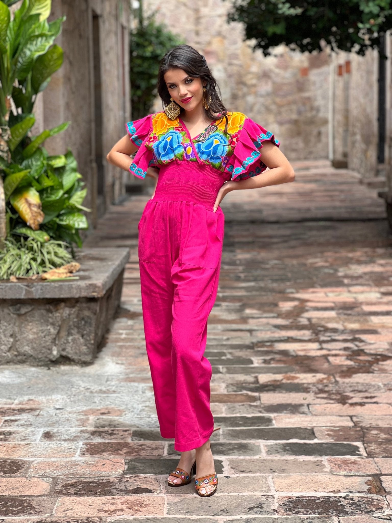 Mexican Butterfly Sleeve Jumpsuit. Jumpsuit Mariposa. - Solei Store