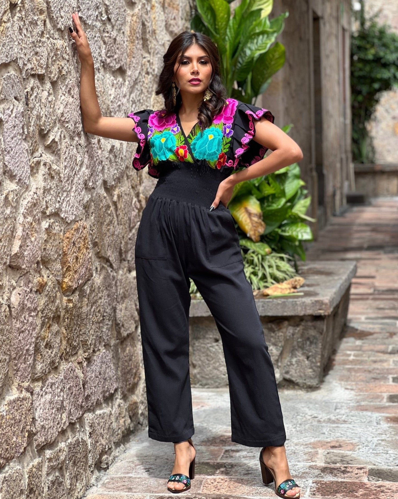 Mexican Butterfly Sleeve Jumpsuit. Jumpsuit Mariposa. - Solei Store