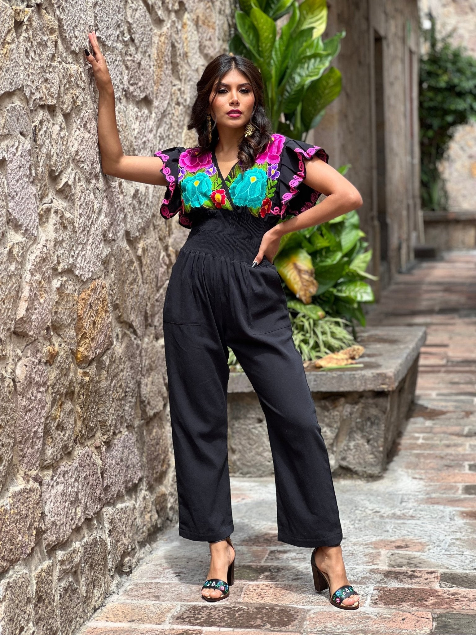 Mexican Butterfly Sleeve Jumpsuit. Jumpsuit Mariposa. - Solei Store