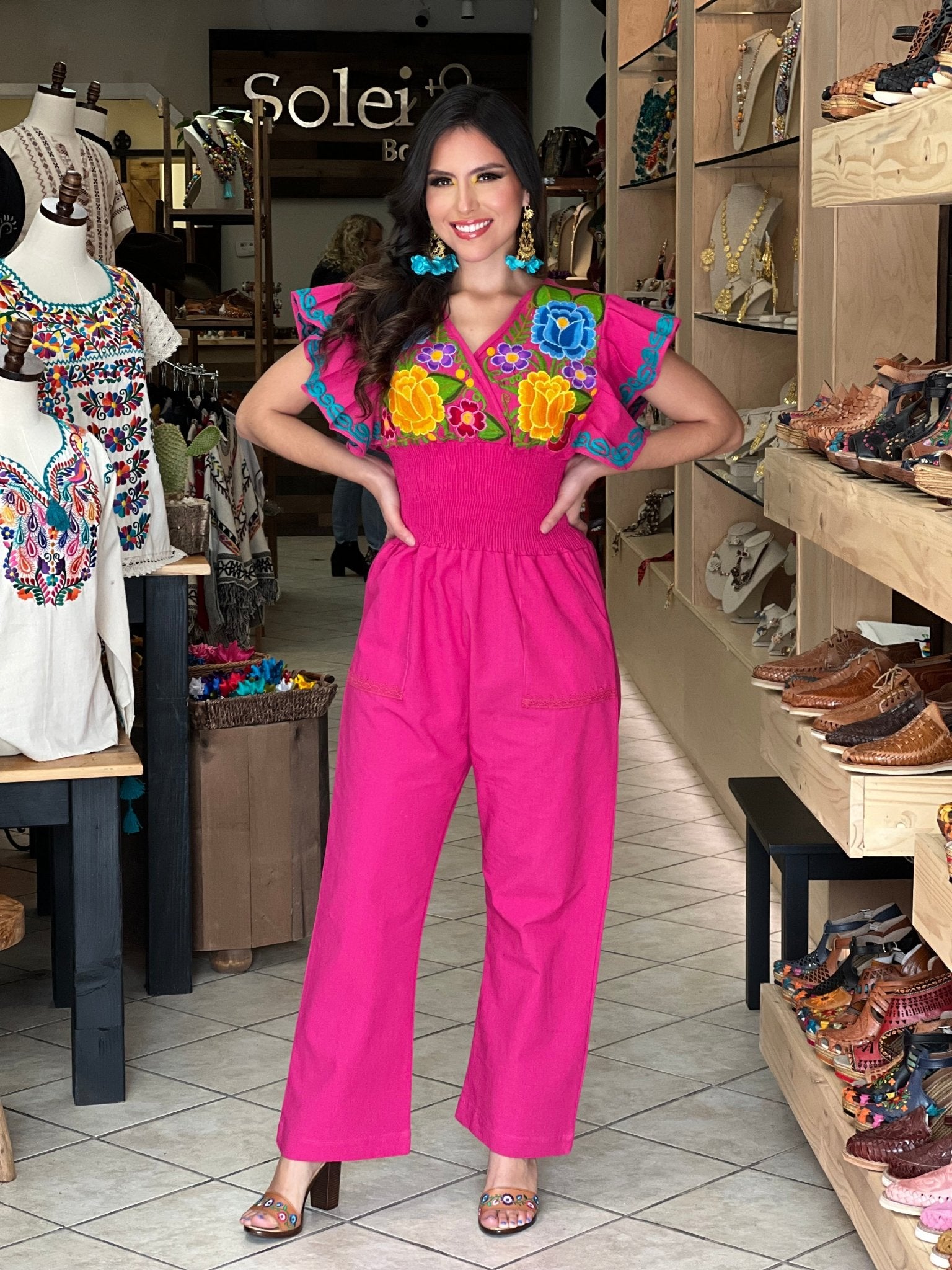 Mexican Butterfly Sleeve Jumpsuit. Jumpsuit Mariposa. - Solei Store