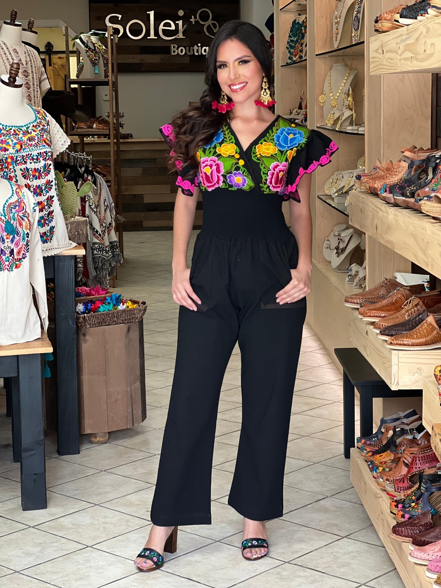 Mexican Butterfly Sleeve Jumpsuit. Jumpsuit Mariposa. - Solei Store