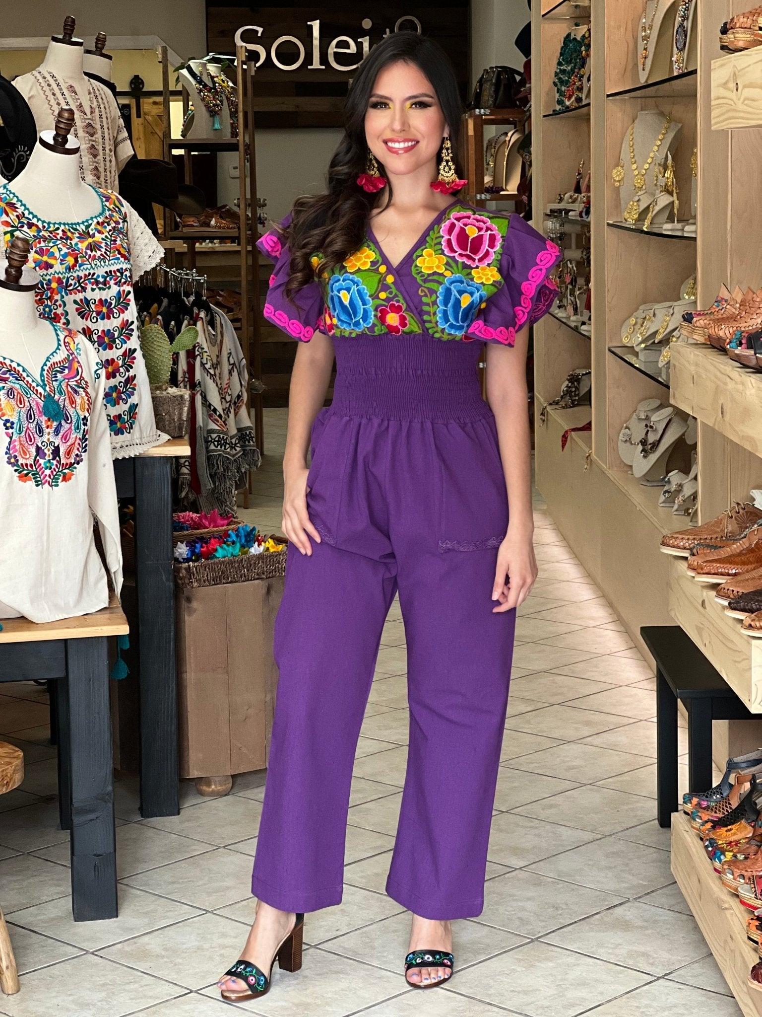 Mexican Butterfly Sleeve Jumpsuit. Jumpsuit Mariposa. - Solei Store