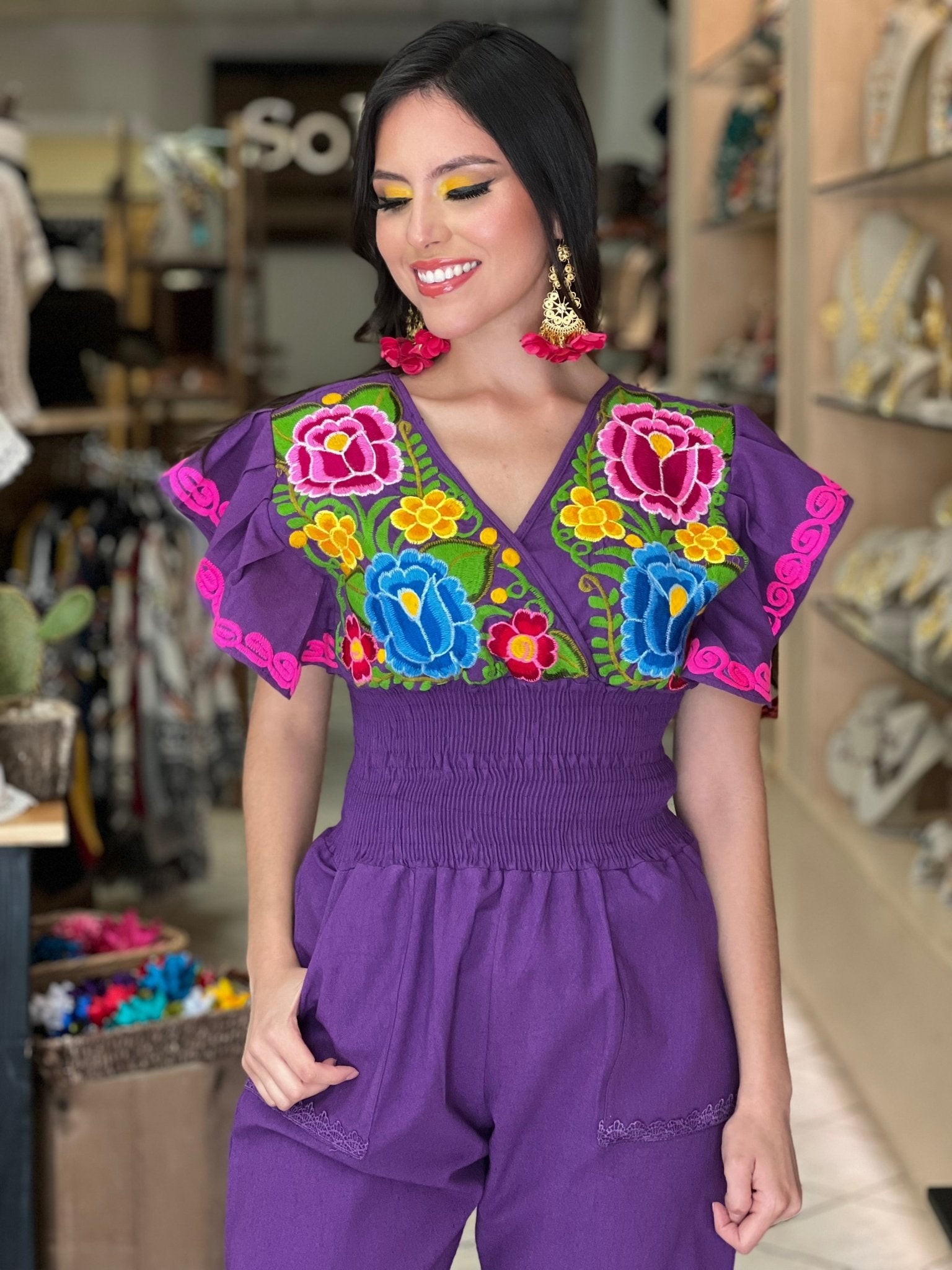 Mexican Butterfly Sleeve Jumpsuit. Jumpsuit Mariposa. - Solei Store