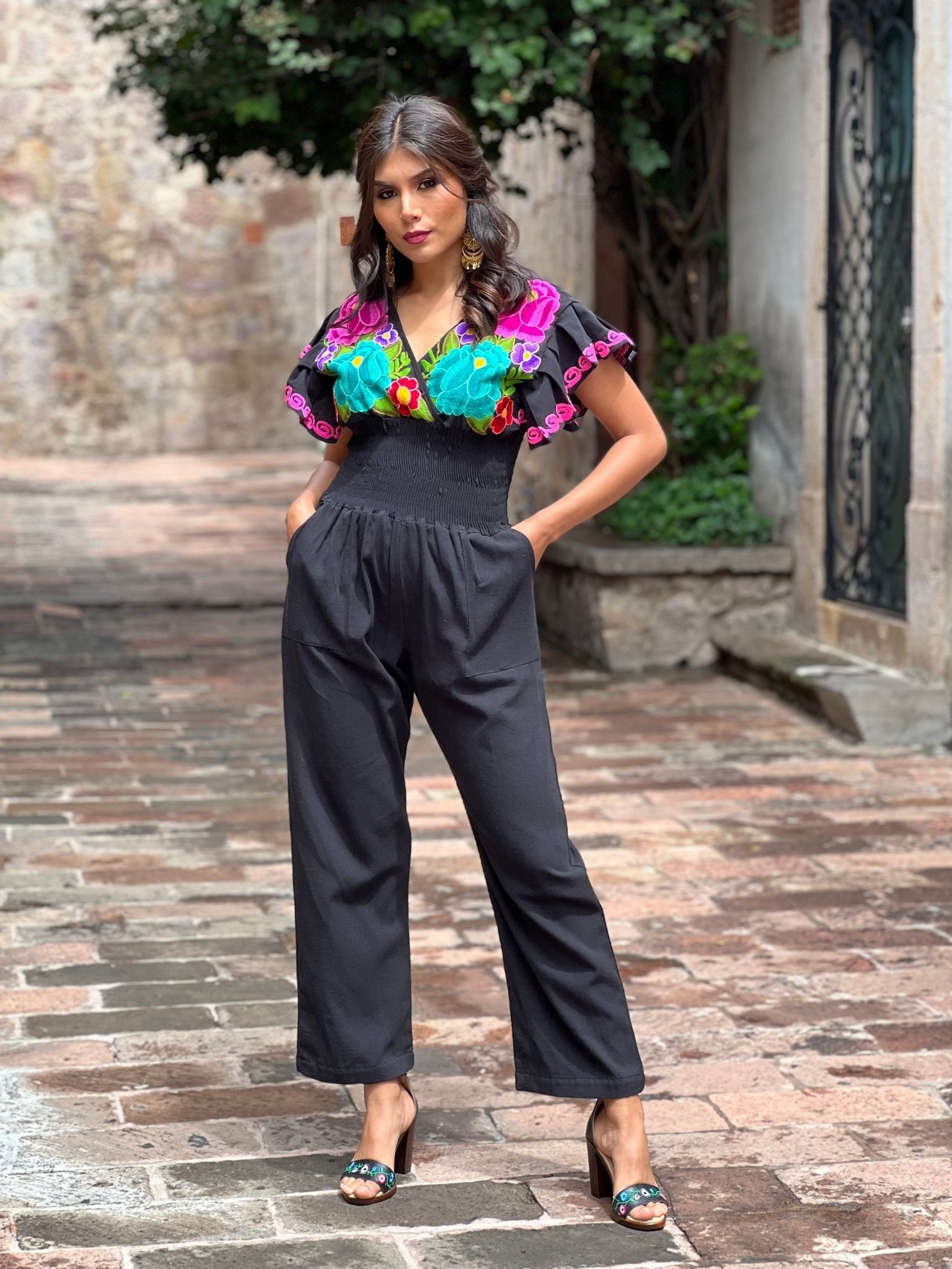 Mexican Butterfly Sleeve Jumpsuit. Jumpsuit Mariposa. - Solei Store