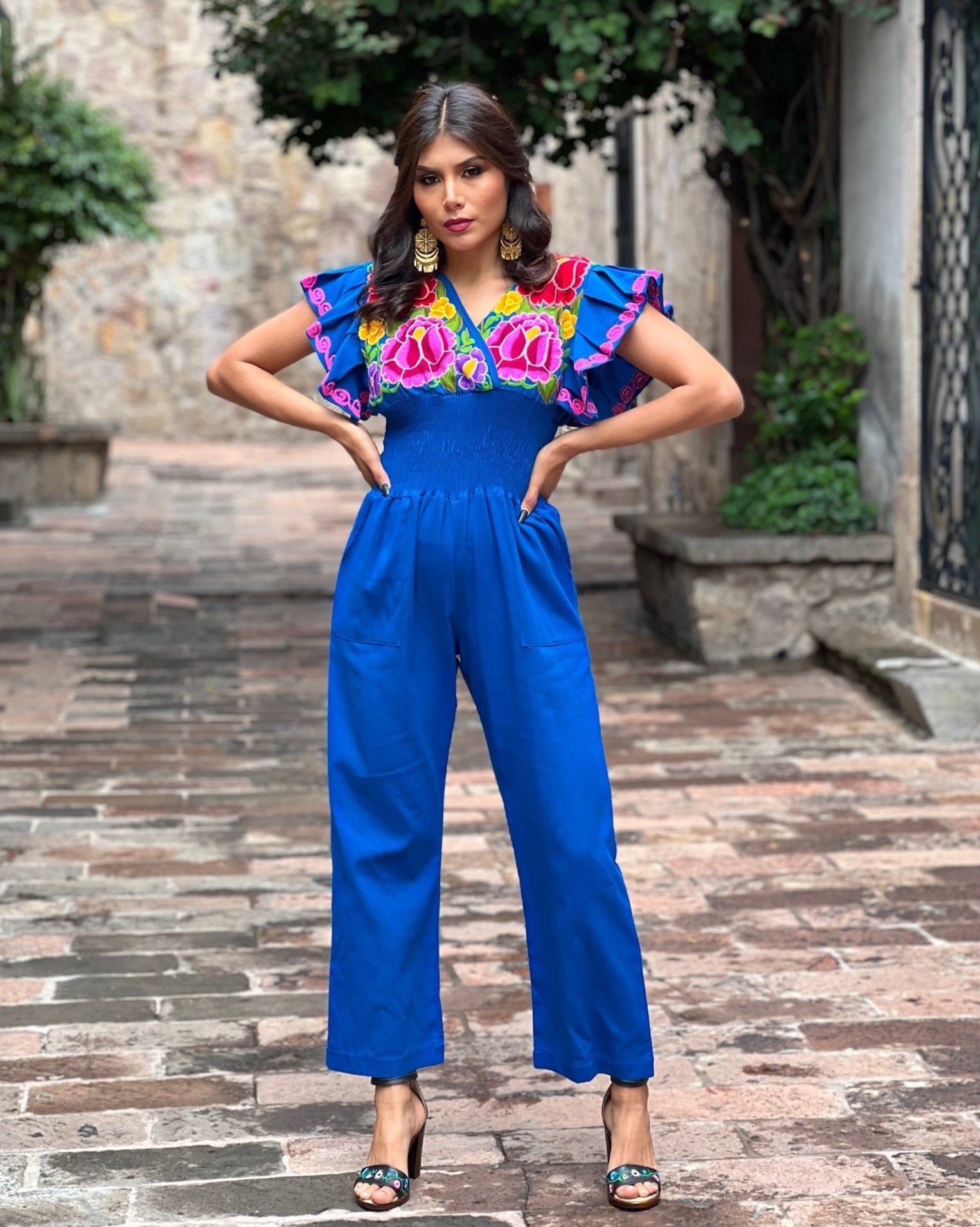 Mexican Butterfly Sleeve Jumpsuit. Jumpsuit Mariposa. - Solei Store