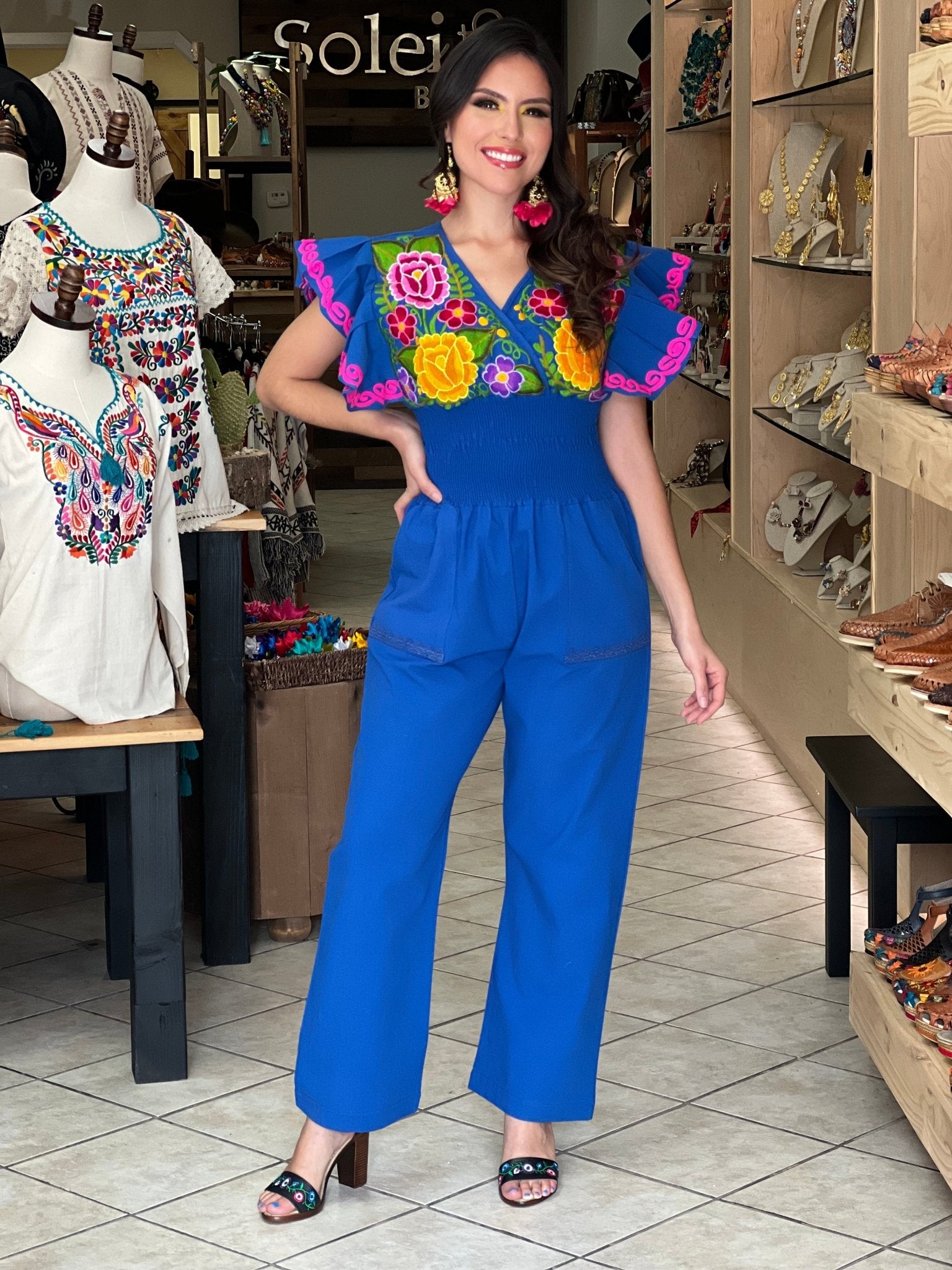 Mexican Butterfly Sleeve Jumpsuit. Jumpsuit Mariposa. - Solei Store