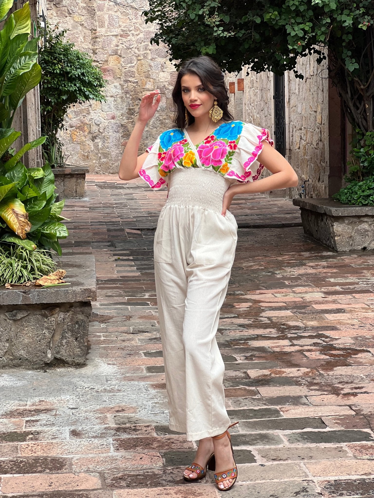 Mexican Butterfly Sleeve Jumpsuit. Jumpsuit Mariposa. - Solei Store