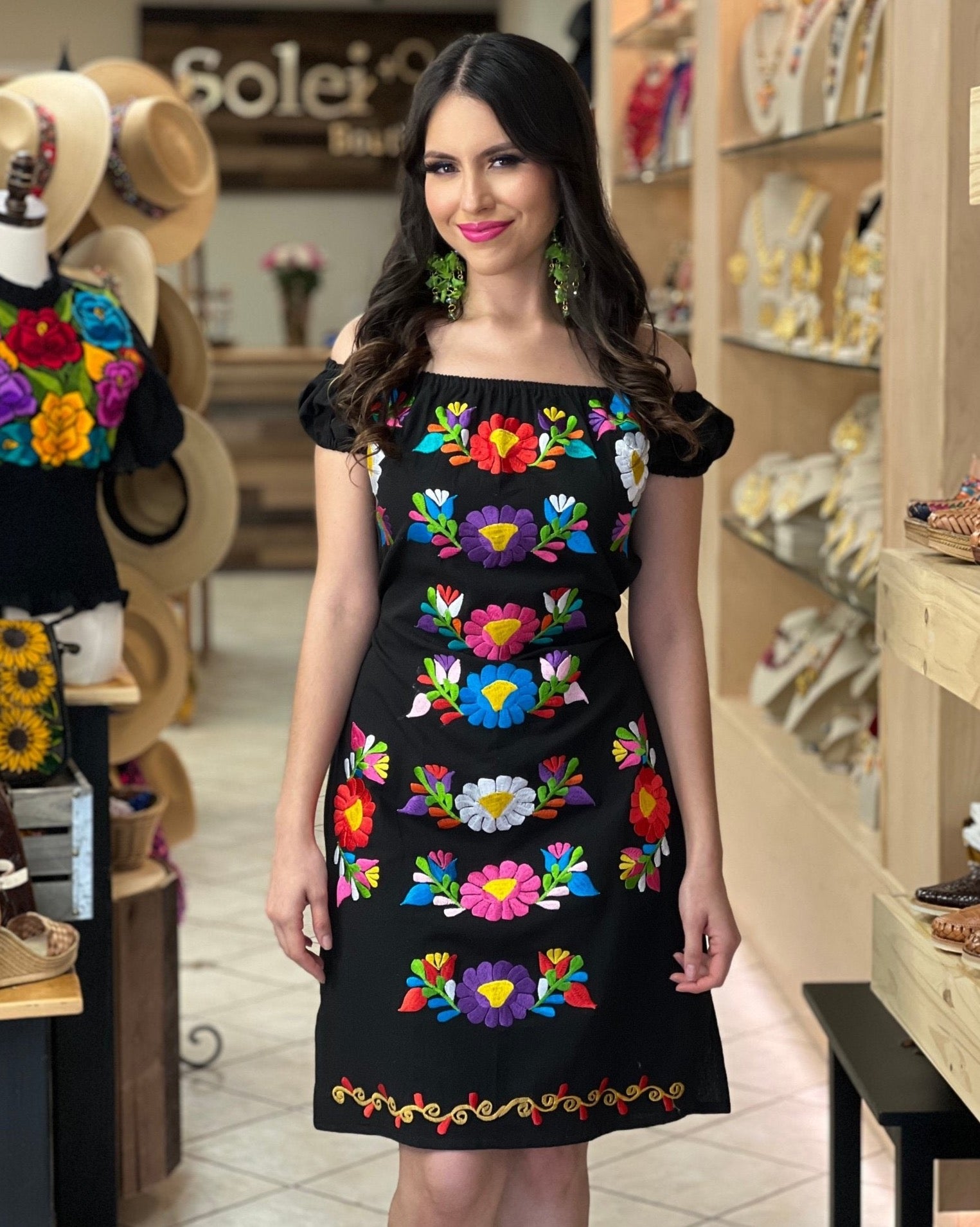 Mexican Colorful Embroidered Dress. Vestido Sara - Solei Store