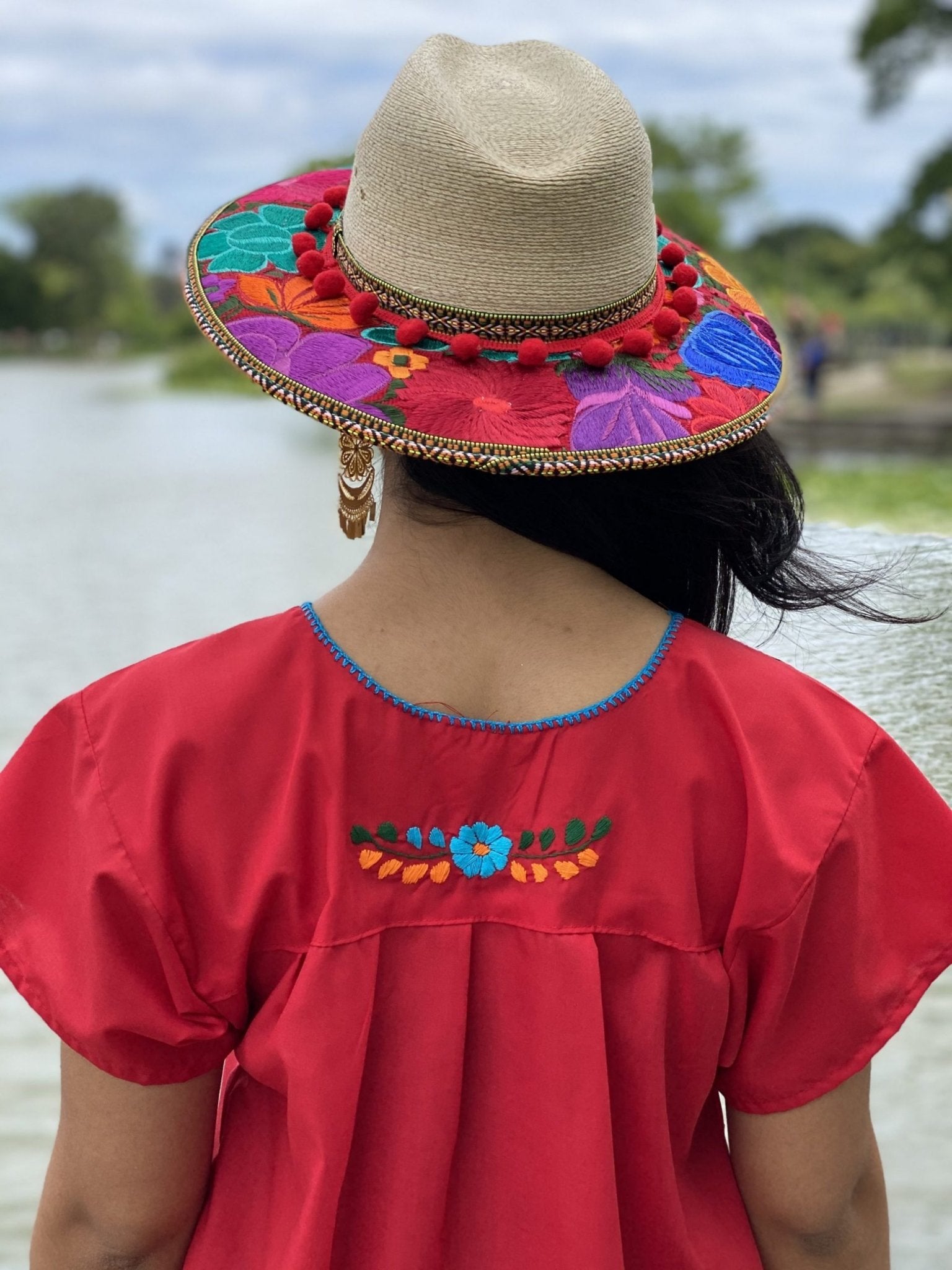 Mexican dress, hand embroidered mexican dress, mexican floral dress, ethnic dress, cotton dress, mexican huipil. - Solei Store