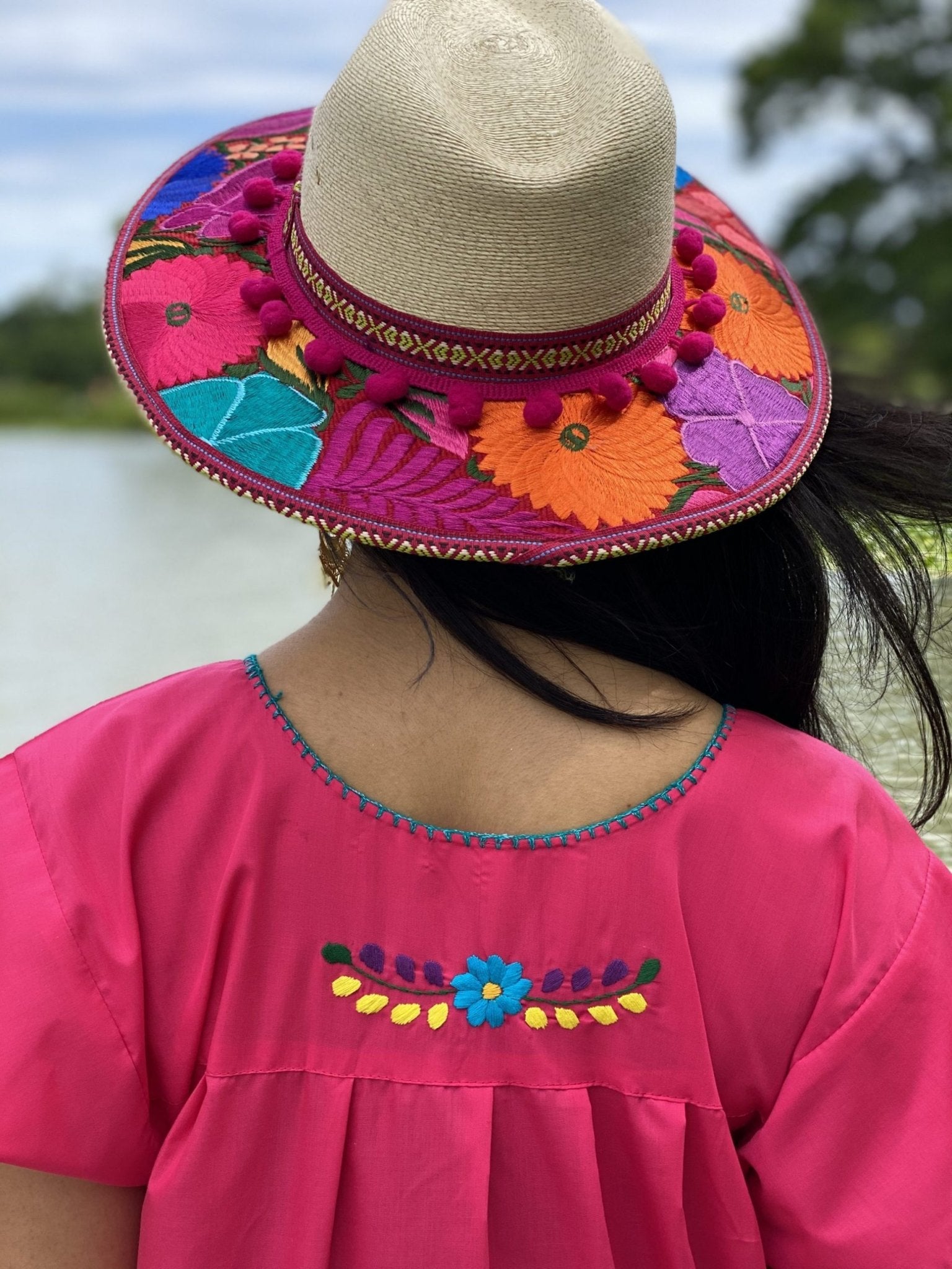 Mexican dress, hand embroidered mexican dress, mexican floral dress, ethnic dress, cotton dress, mexican huipil. - Solei Store