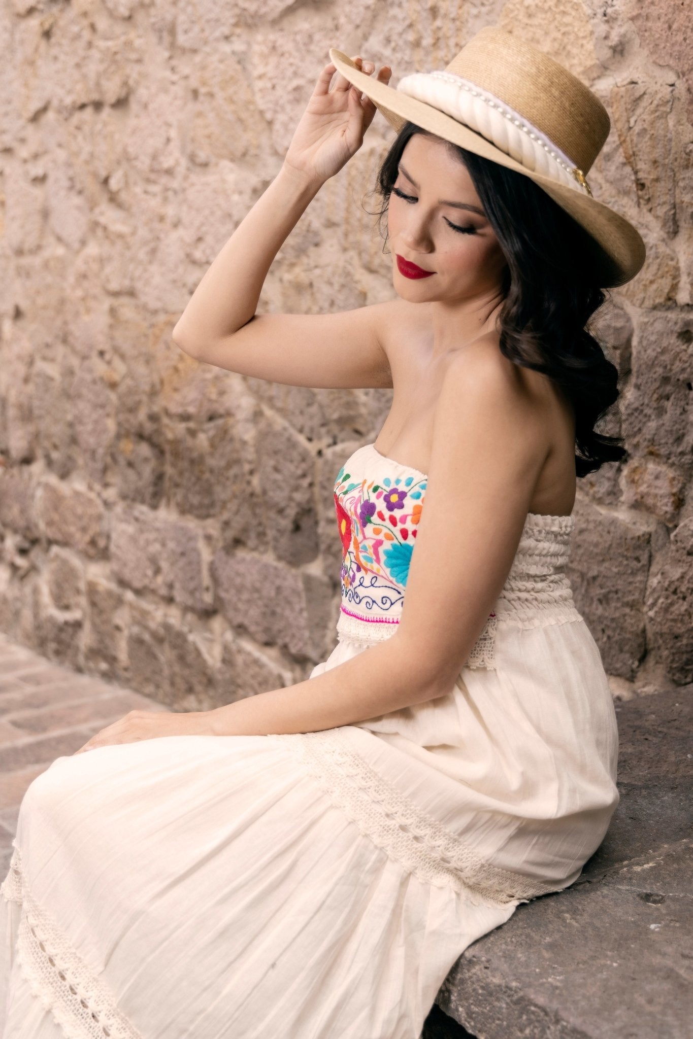 Mexican Elegant Palm Hat. Sombrero Blanca. - Solei Store